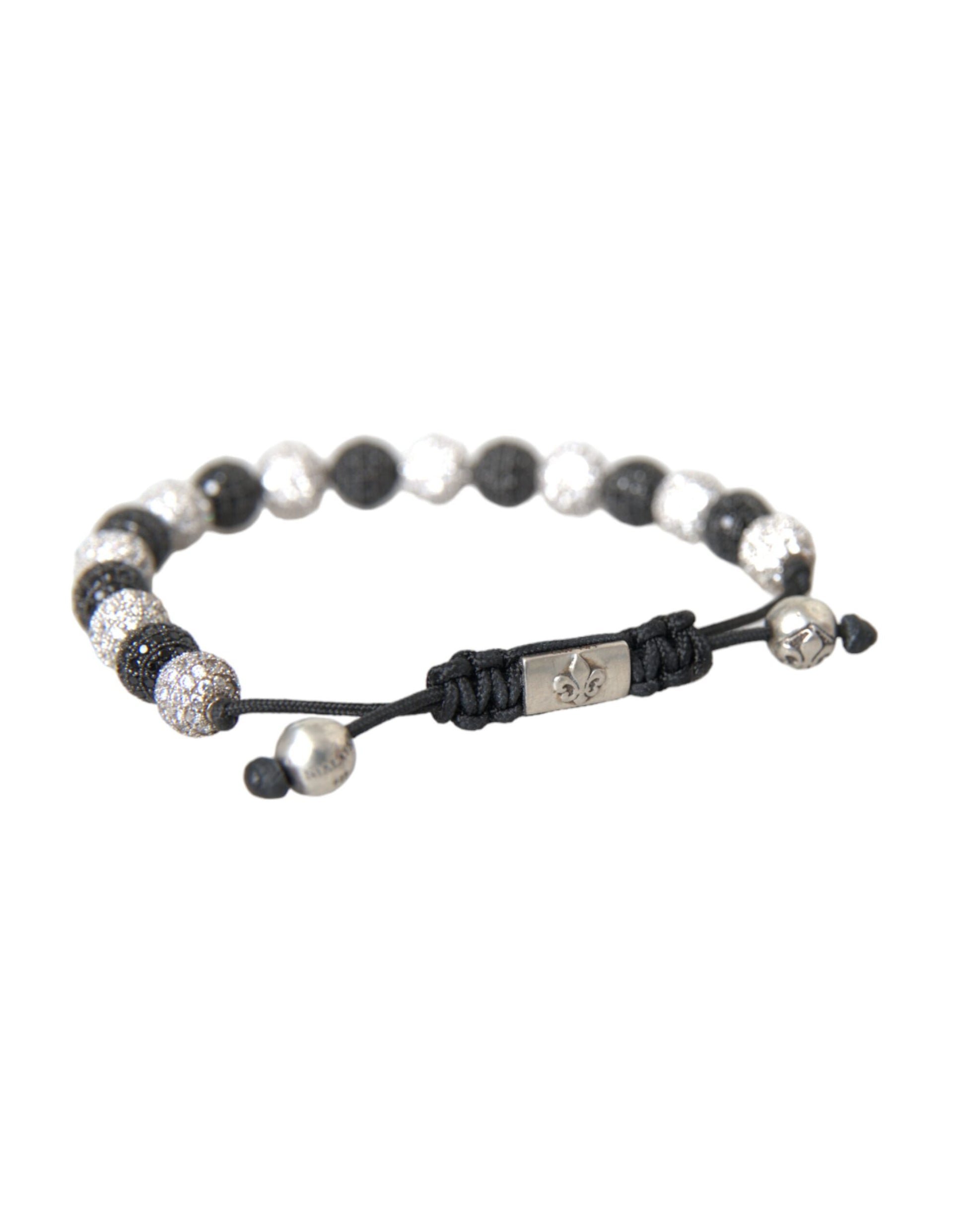 Nialaya Armband mit CZ-Kristallkugeln, schwarz-weiß