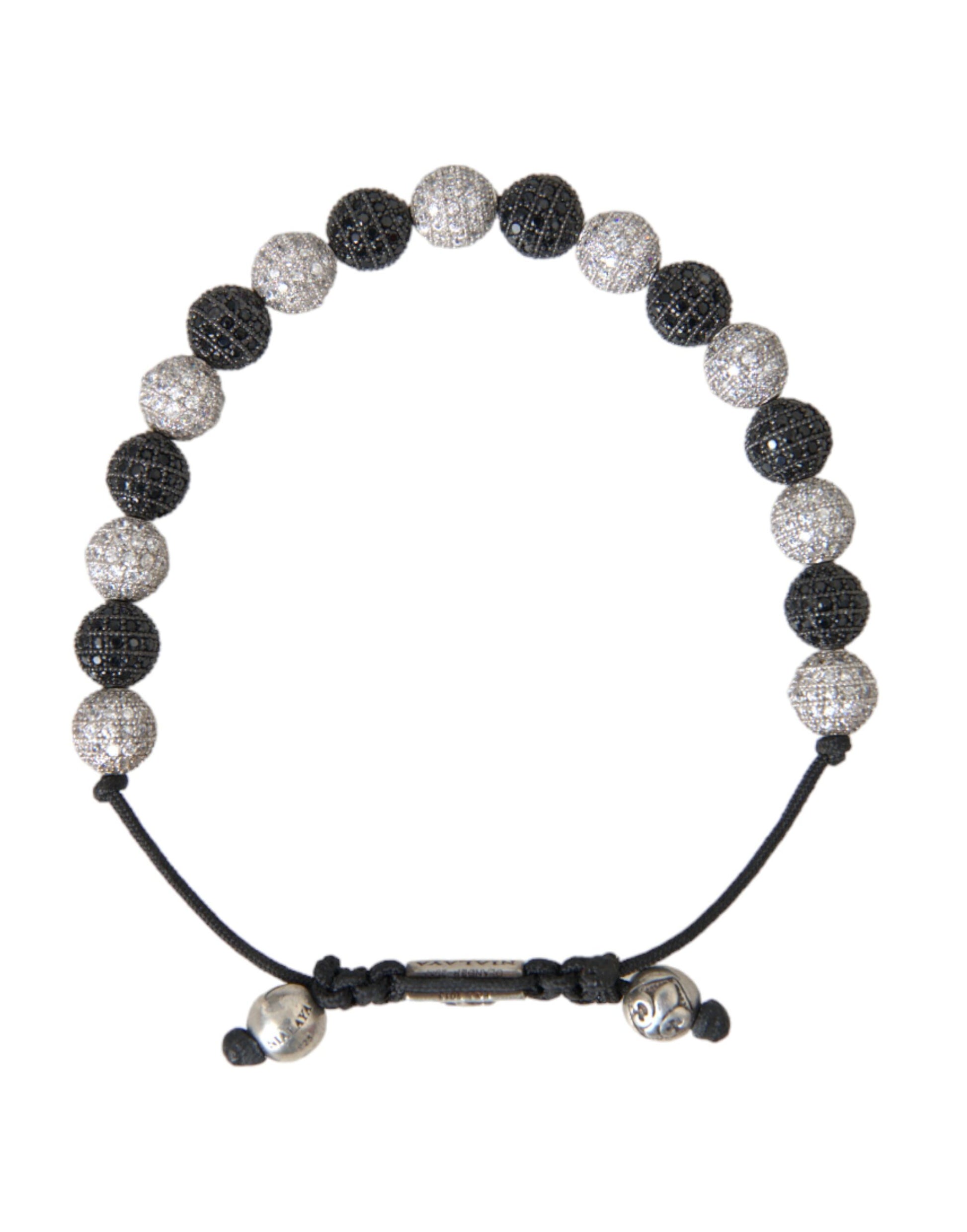 Nialaya Armband mit CZ-Kristallkugeln, schwarz-weiß