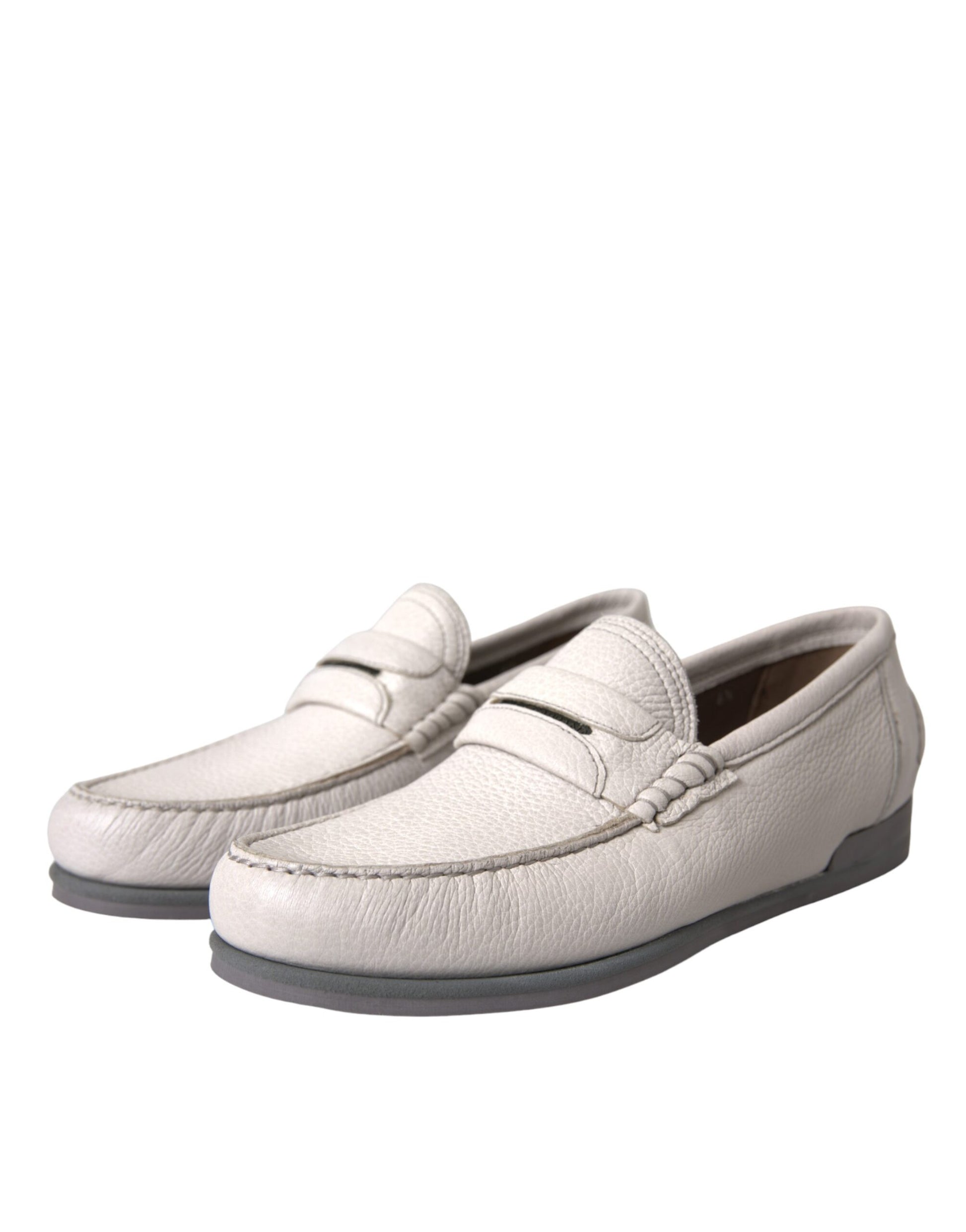 Dolce &amp; Gabbana Mokassin-Schuhe aus weißem und grauem Leder