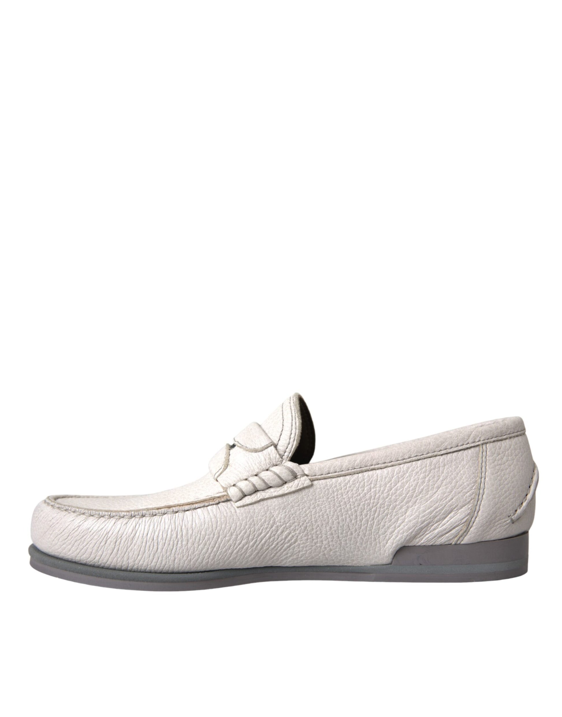 Dolce &amp; Gabbana Mokassin-Schuhe aus weißem und grauem Leder