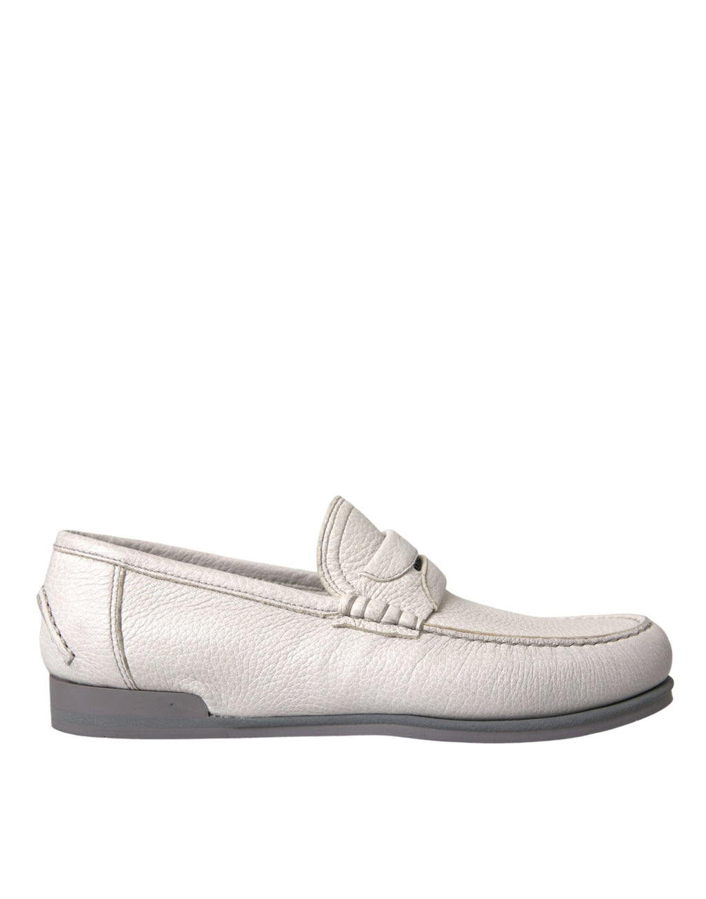 Dolce &amp; Gabbana Mokassin-Schuhe aus weißem und grauem Leder