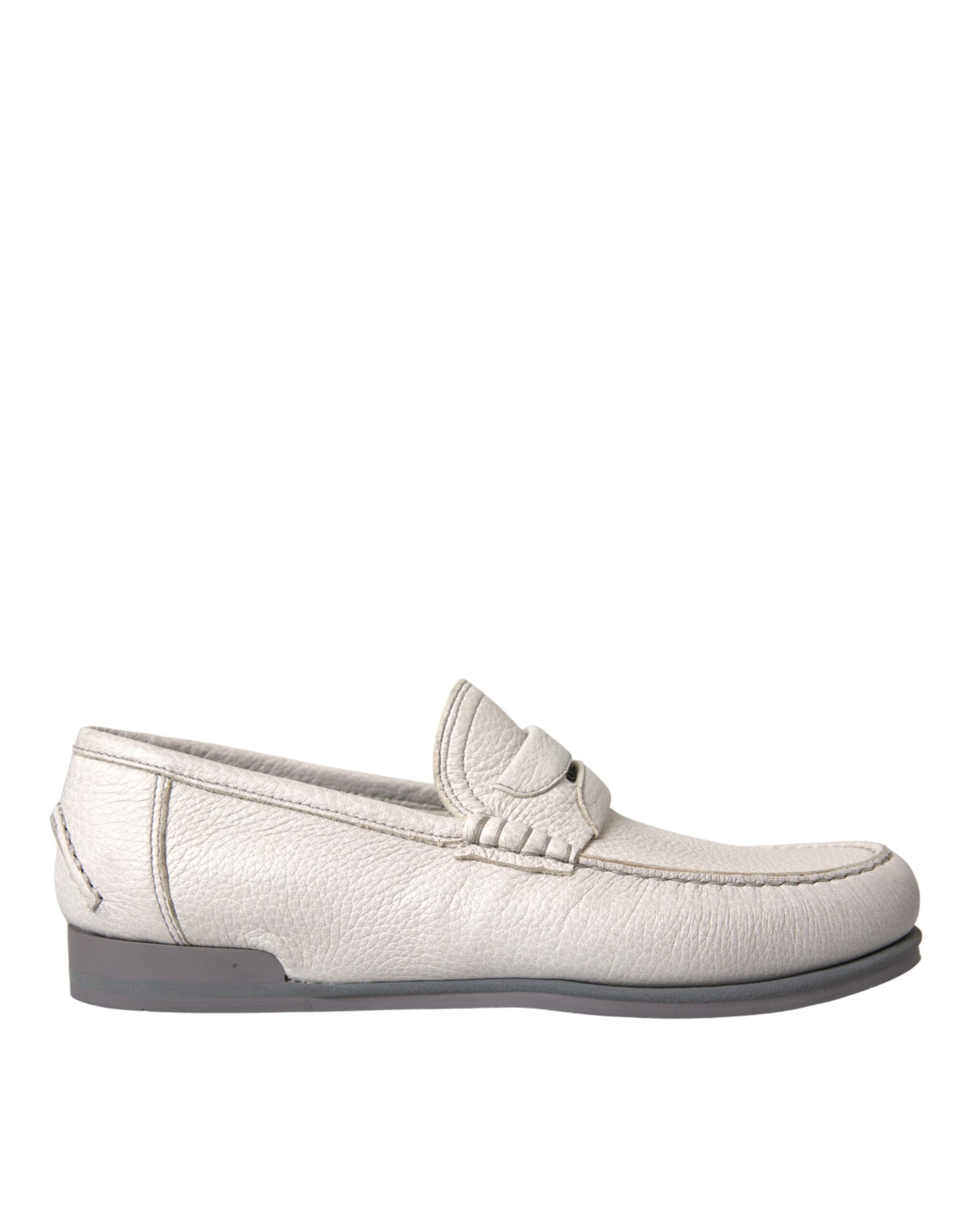 Dolce &amp; Gabbana Mokassin-Schuhe aus weißem und grauem Leder