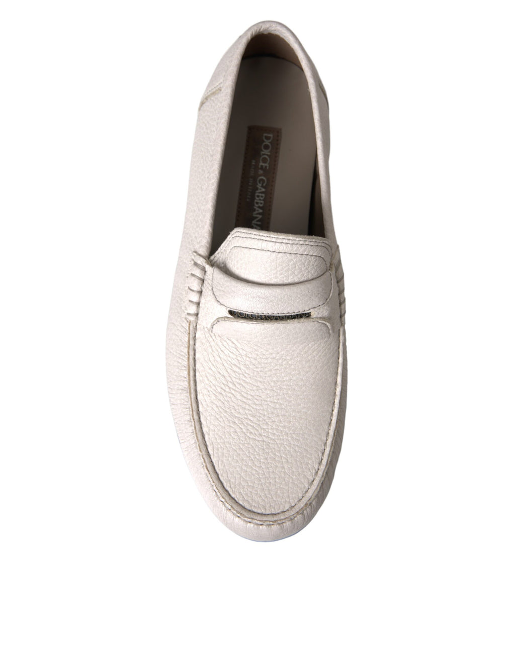 Dolce &amp; Gabbana Mokassin-Schuhe aus weißem und grauem Leder