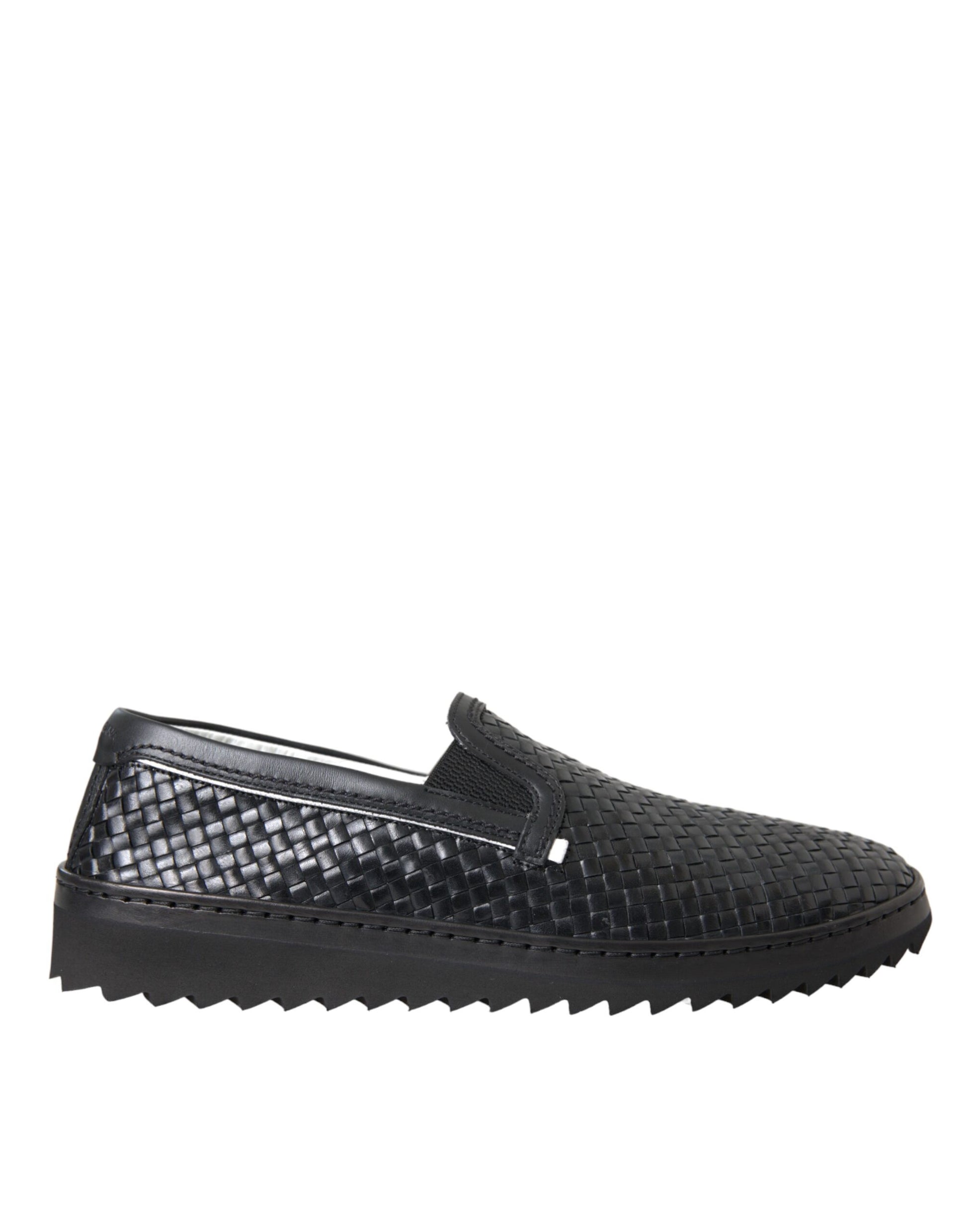 Dolce &amp; Gabbana Herren Loafer aus gewebtem Büffelleder in Schwarz