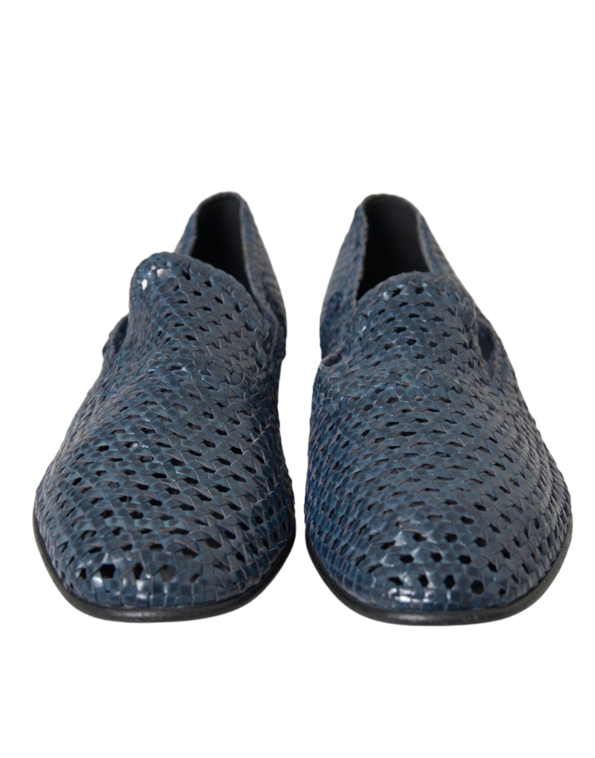 Dolce &amp; Gabbana Slipper aus gewebtem Leder in Blau Herren Schuhe