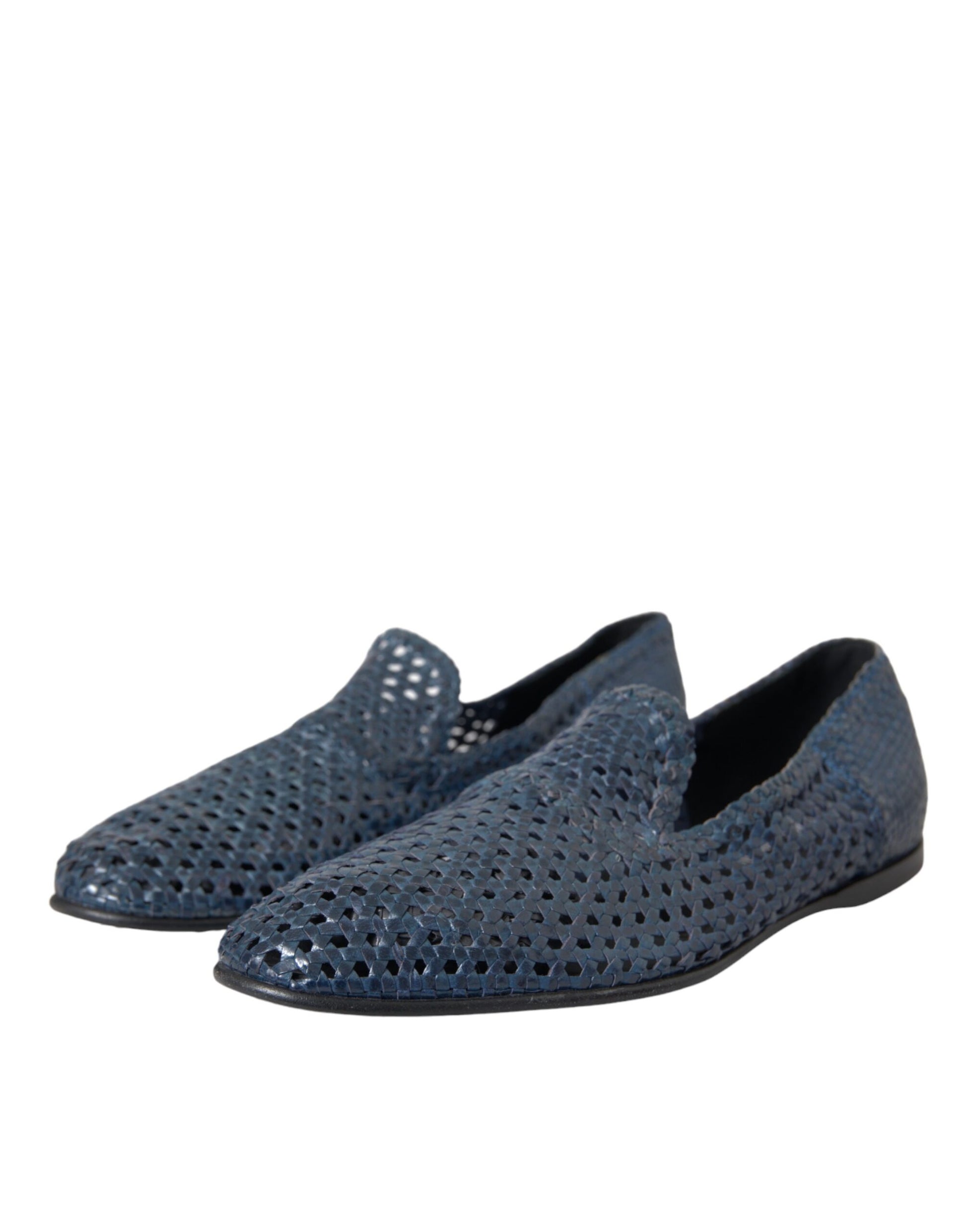 Dolce &amp; Gabbana Slipper aus gewebtem Leder in Blau Herren Schuhe