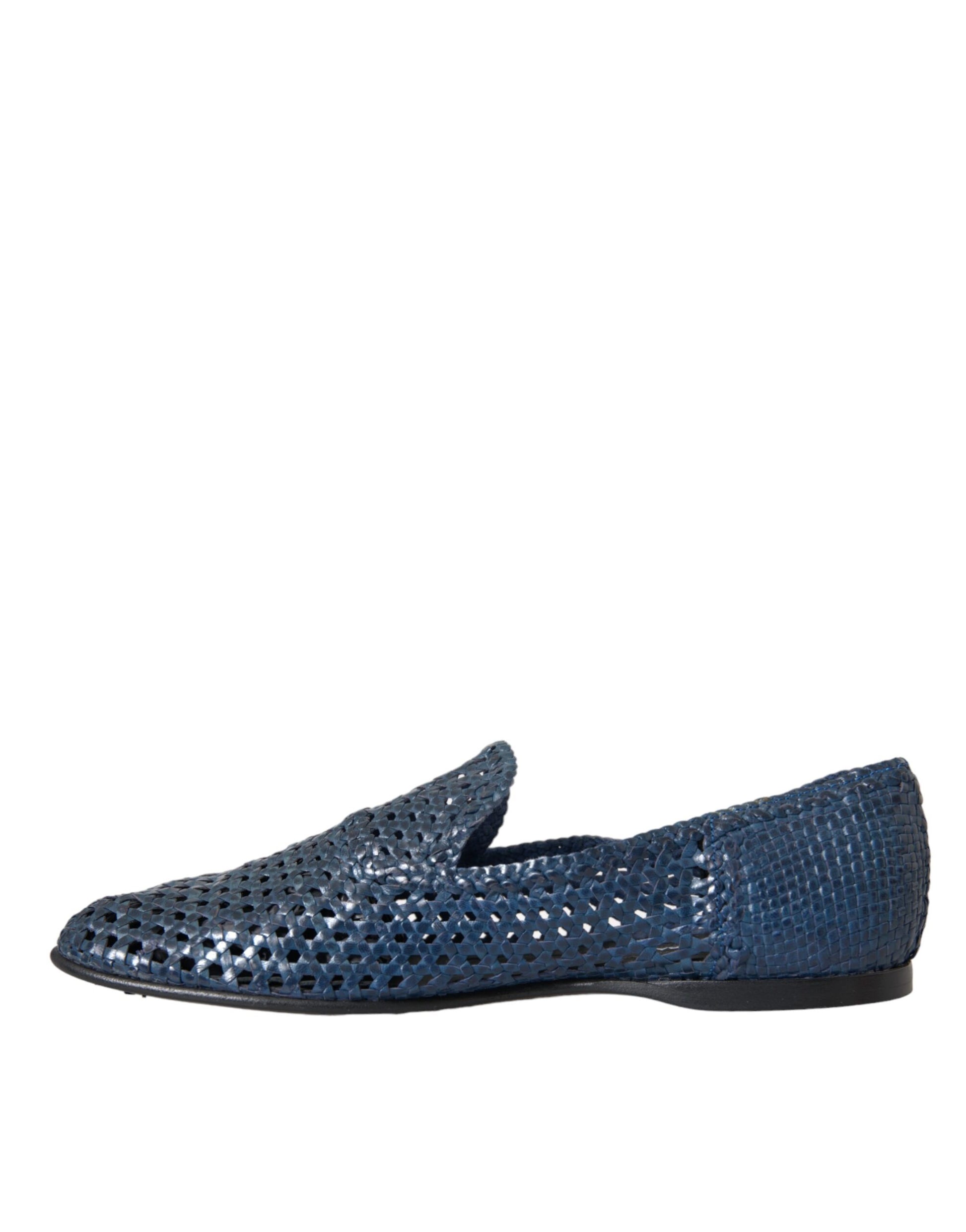 Dolce &amp; Gabbana Slipper aus gewebtem Leder in Blau Herren Schuhe