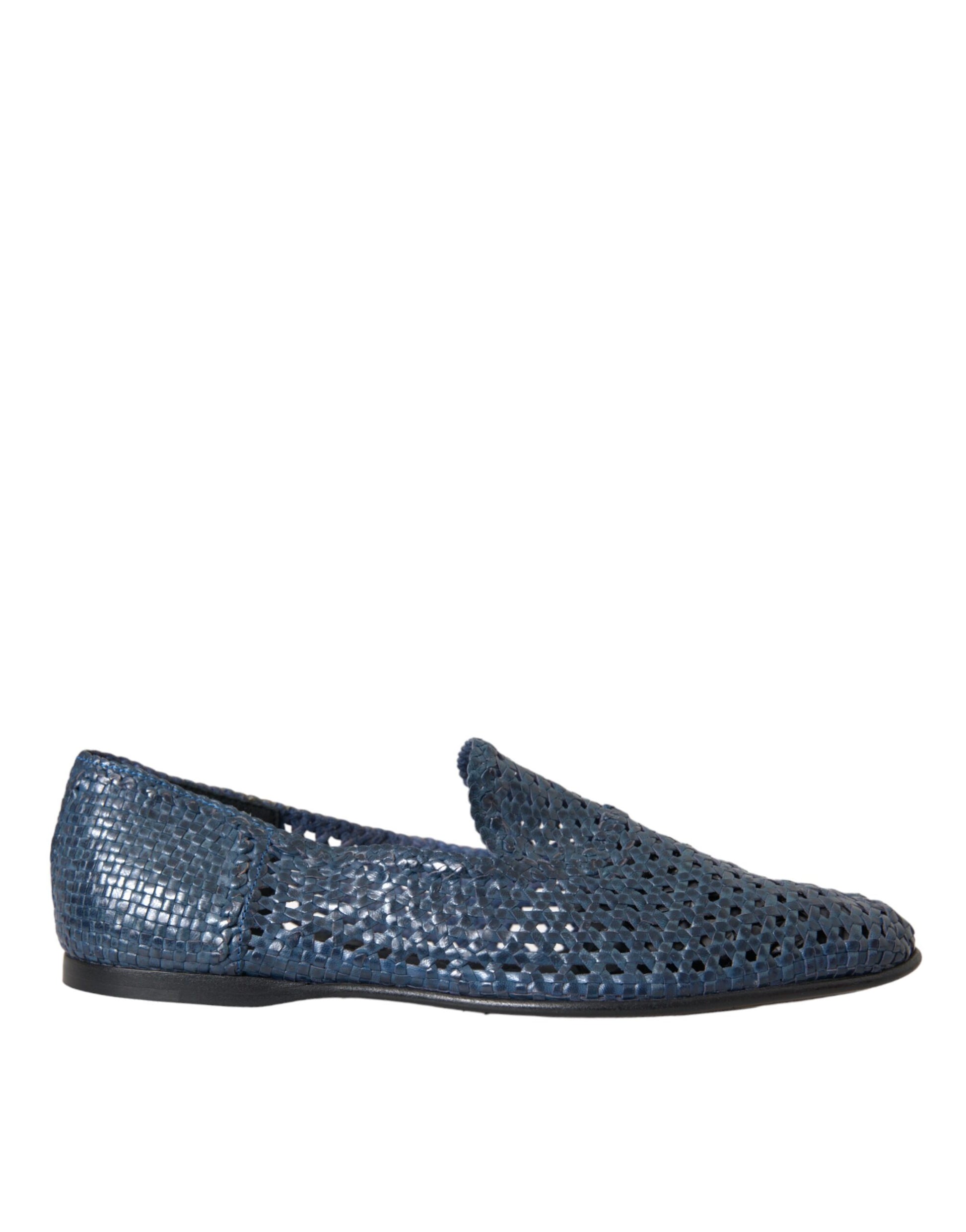 Dolce &amp; Gabbana Slipper aus gewebtem Leder in Blau Herren Schuhe