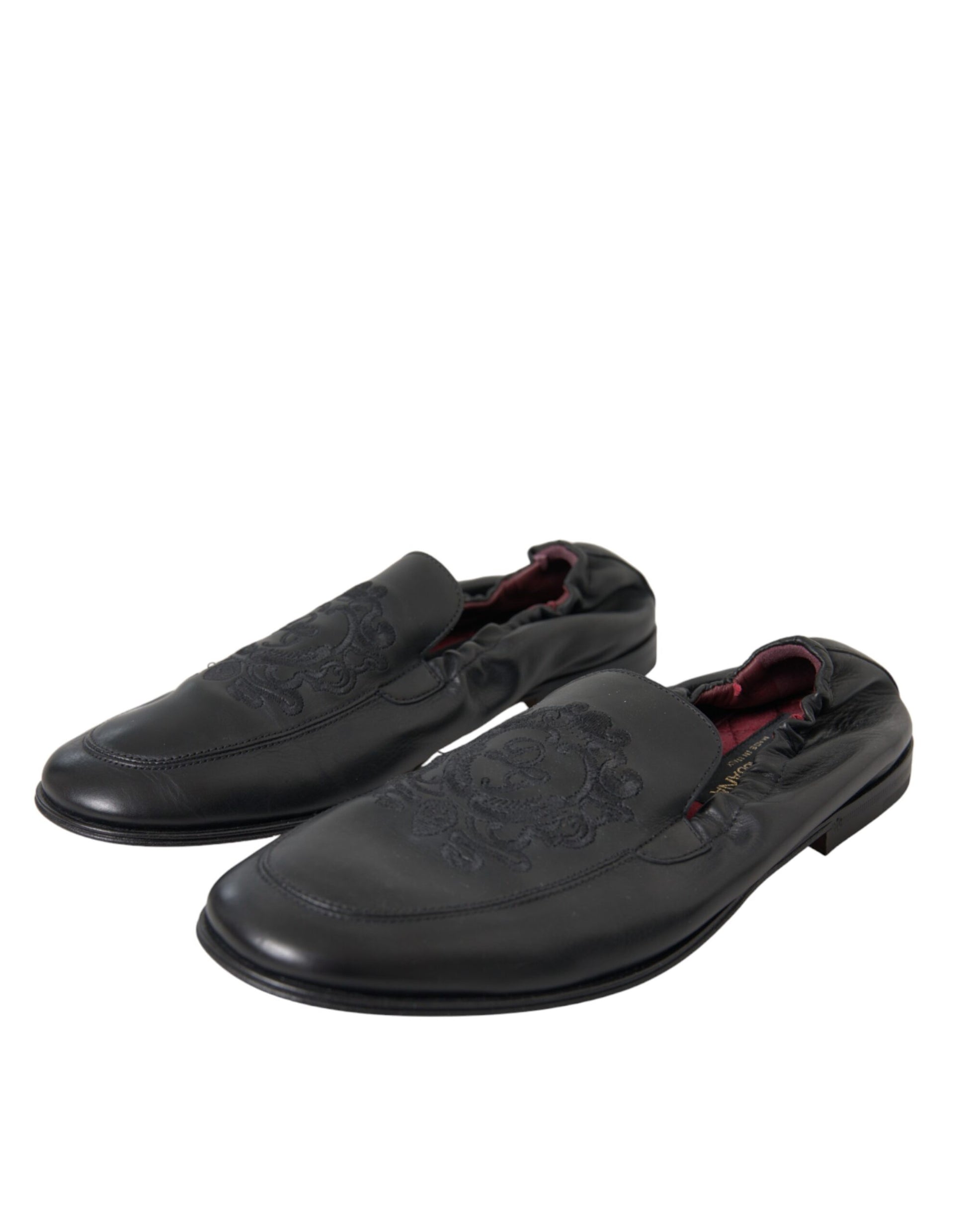 Dolce &amp; Gabbana – Schwarze Leder-Loafer mit Logo-Stickerei für Herren
