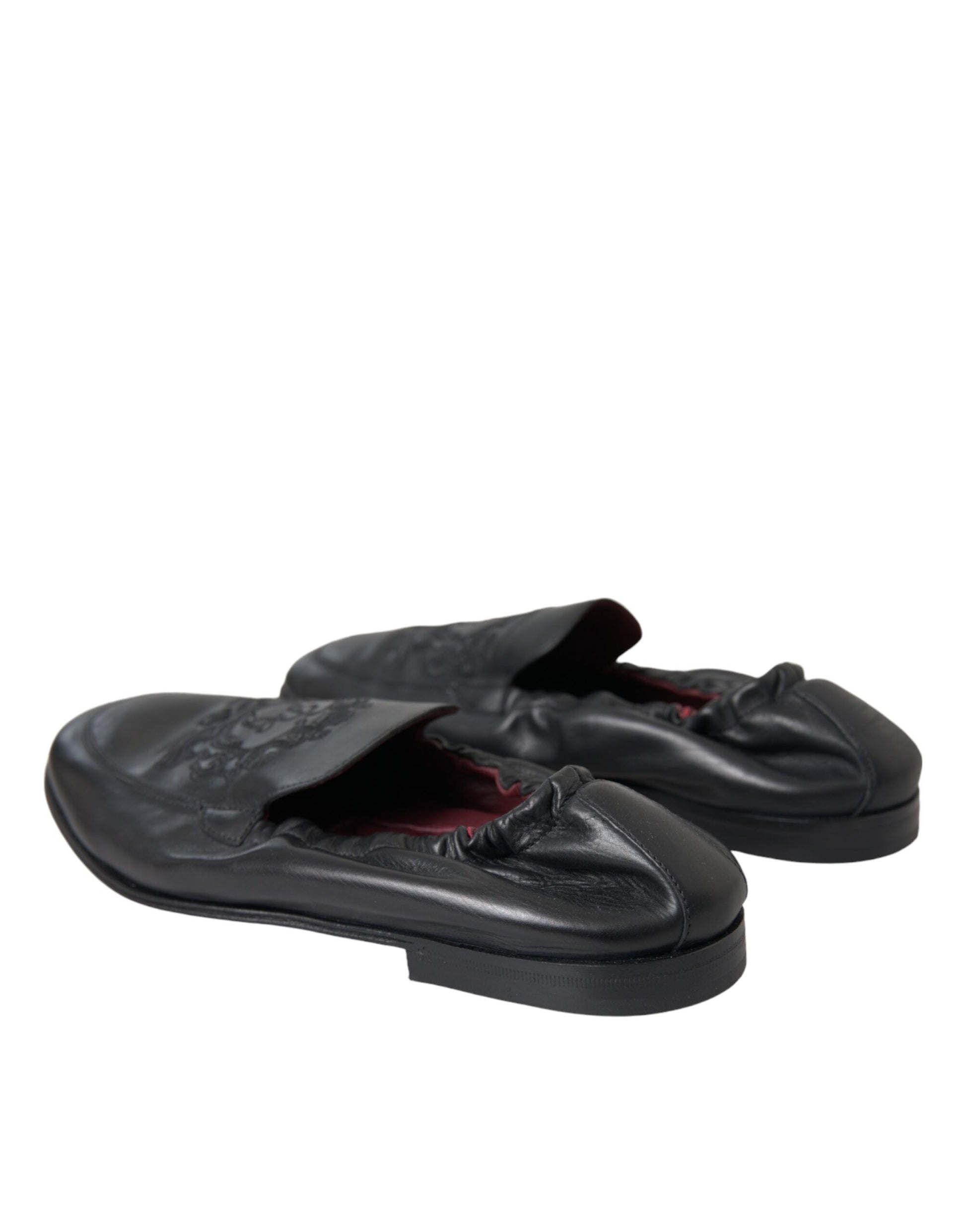 Dolce &amp; Gabbana – Schwarze Leder-Loafer mit Logo-Stickerei für Herren