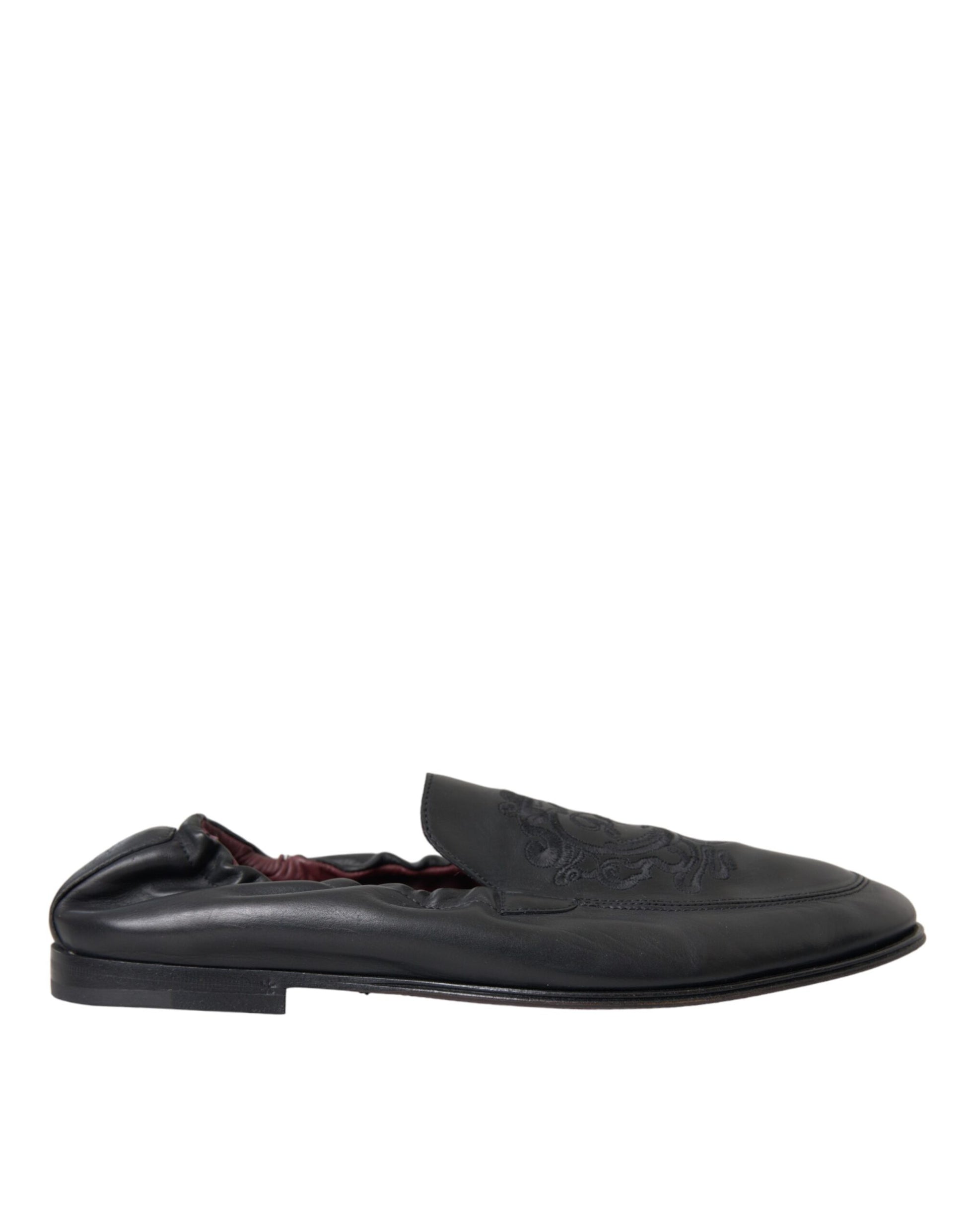 Dolce &amp; Gabbana – Schwarze Leder-Loafer mit Logo-Stickerei für Herren