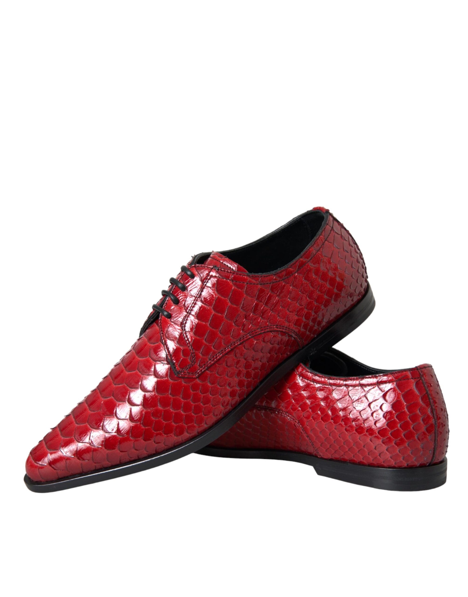 Dolce &amp; Gabbana Rot Strukturierte Lackierte Derby Herren Formelle Schuhe