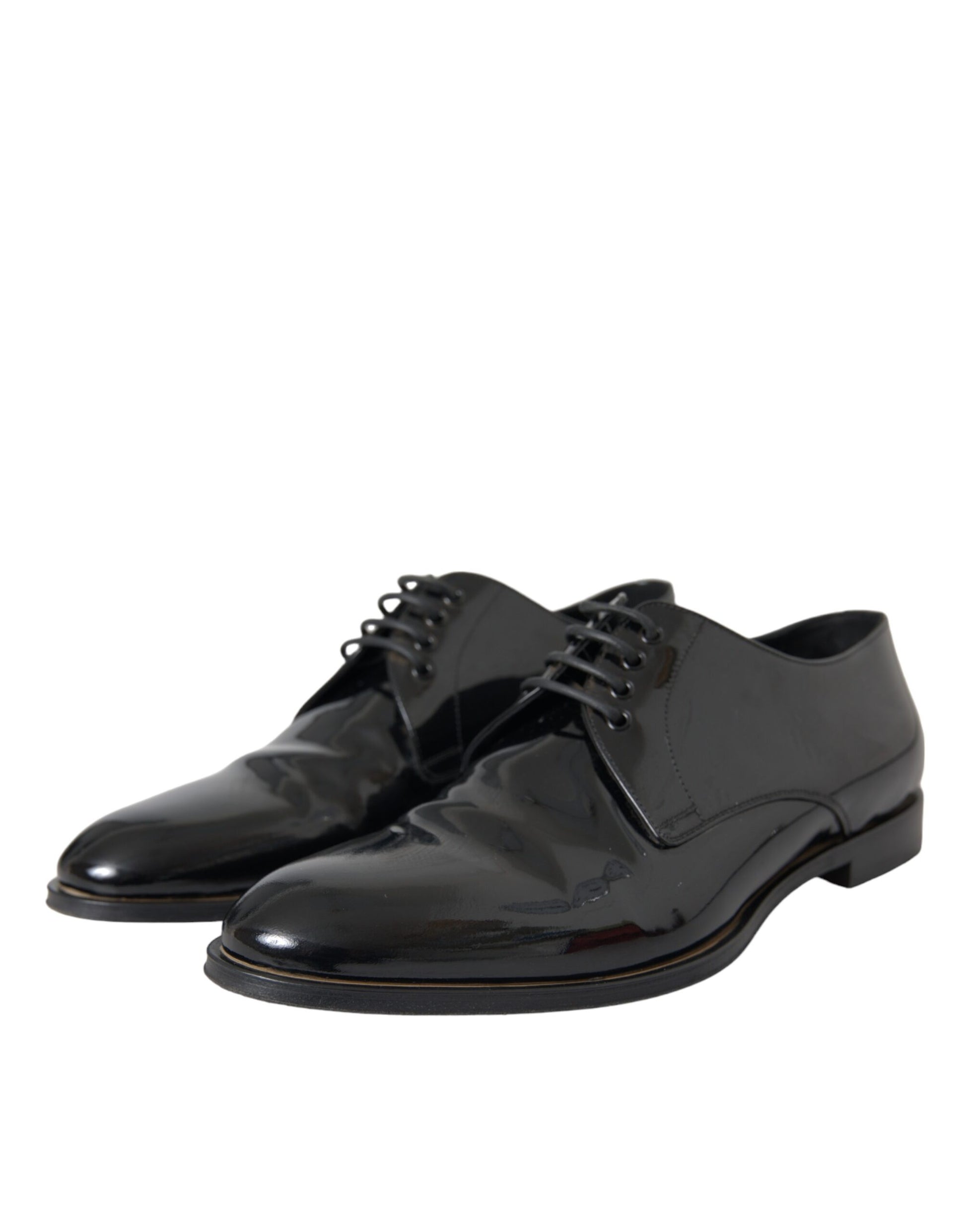 Dolce &amp; Gabbana – Derby-Schuhe aus schwarzem Lackleder für formelle Anlässe