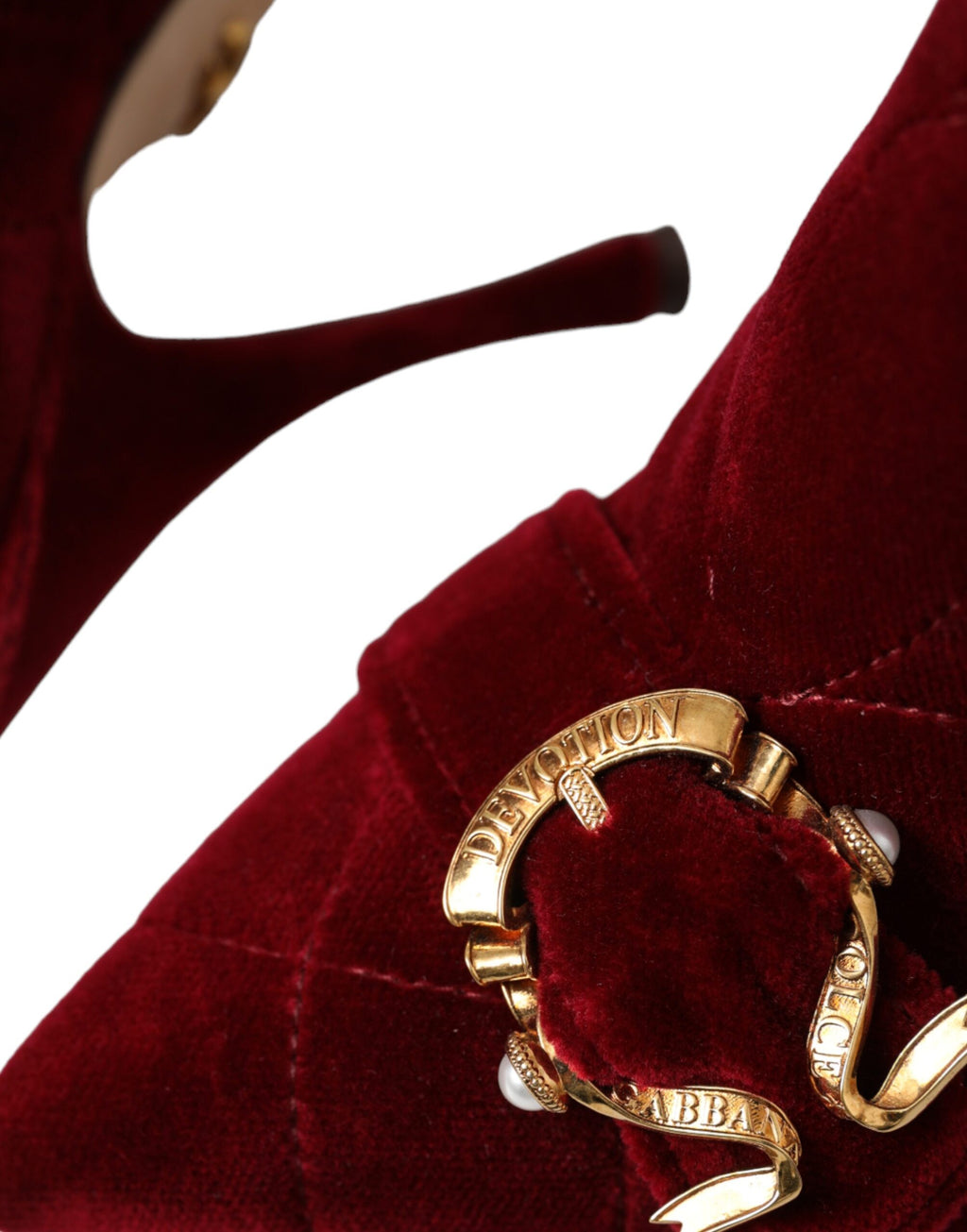 Dolce &amp; Gabbana Dunkelrote Samtstiefeletten mit Schnalle