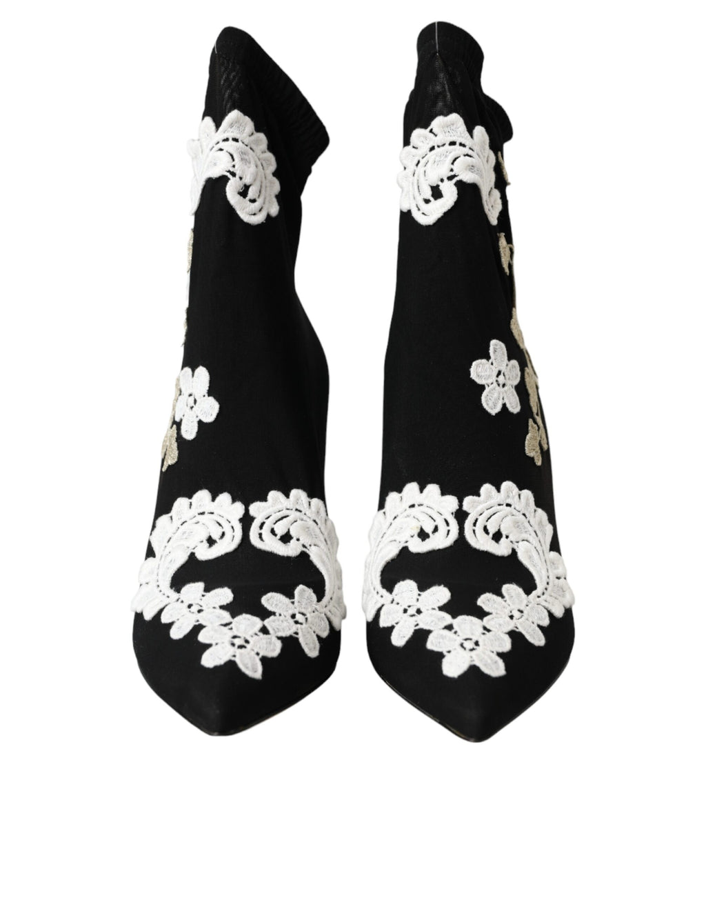 Dolce &amp; Gabbana – Slipper mit Stickerei in Schwarz und Weiß