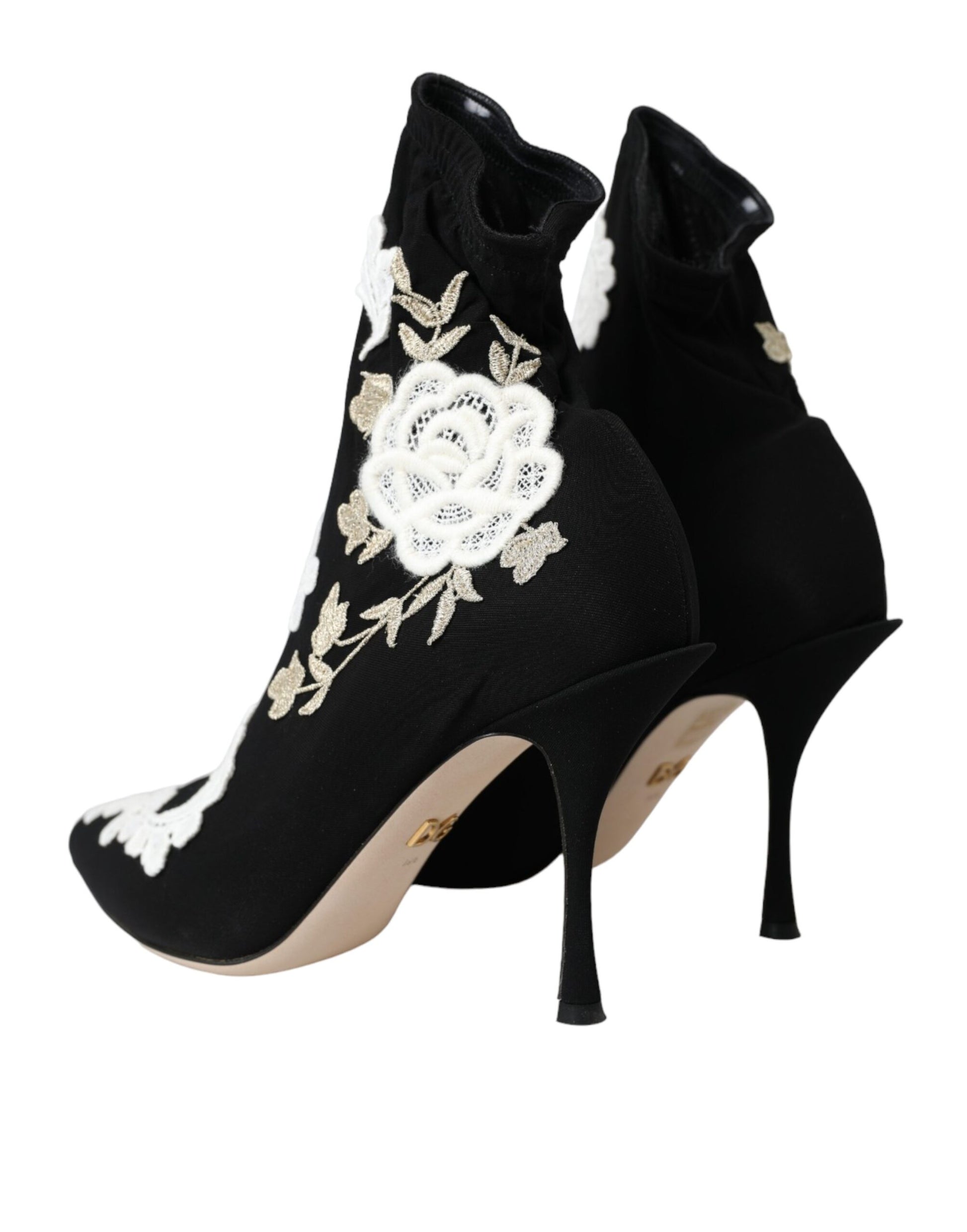 Dolce &amp; Gabbana – Slipper mit Stickerei in Schwarz und Weiß