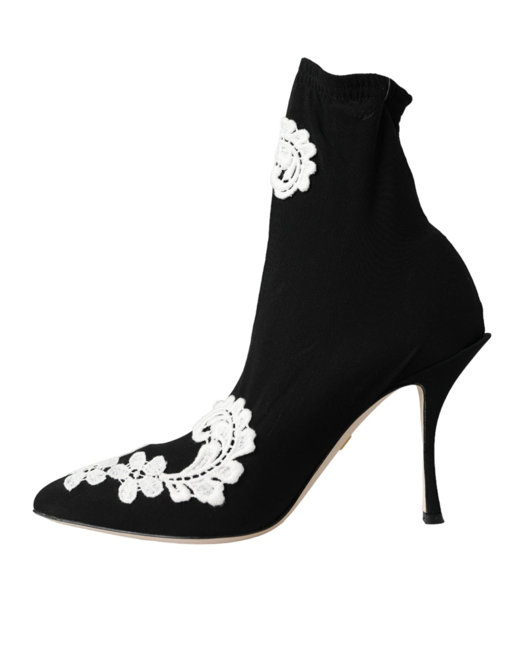 Dolce &amp; Gabbana – Slipper mit Stickerei in Schwarz und Weiß