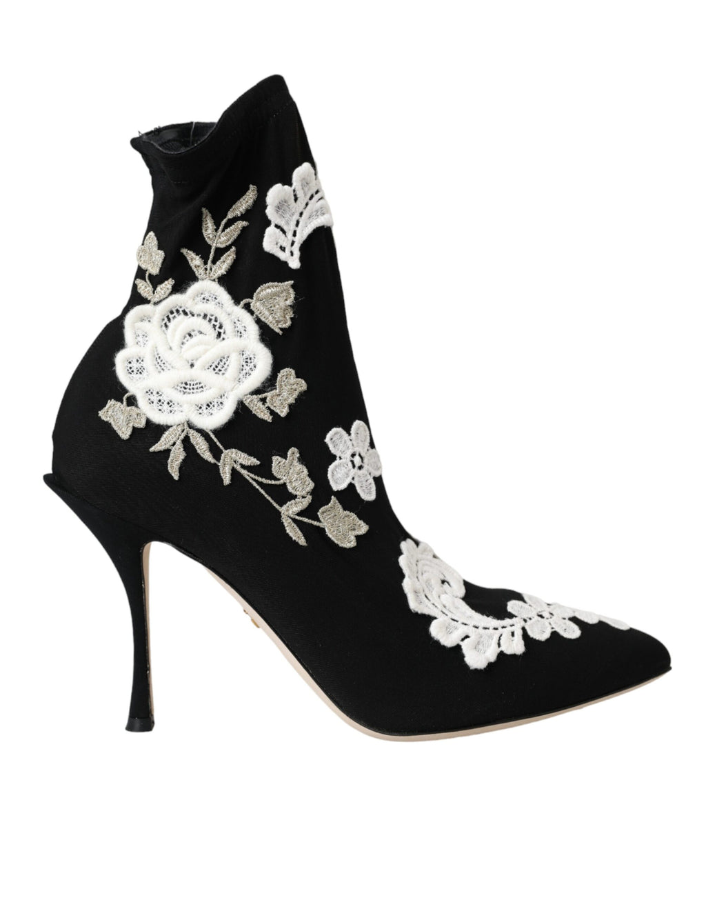 Dolce &amp; Gabbana – Slipper mit Stickerei in Schwarz und Weiß