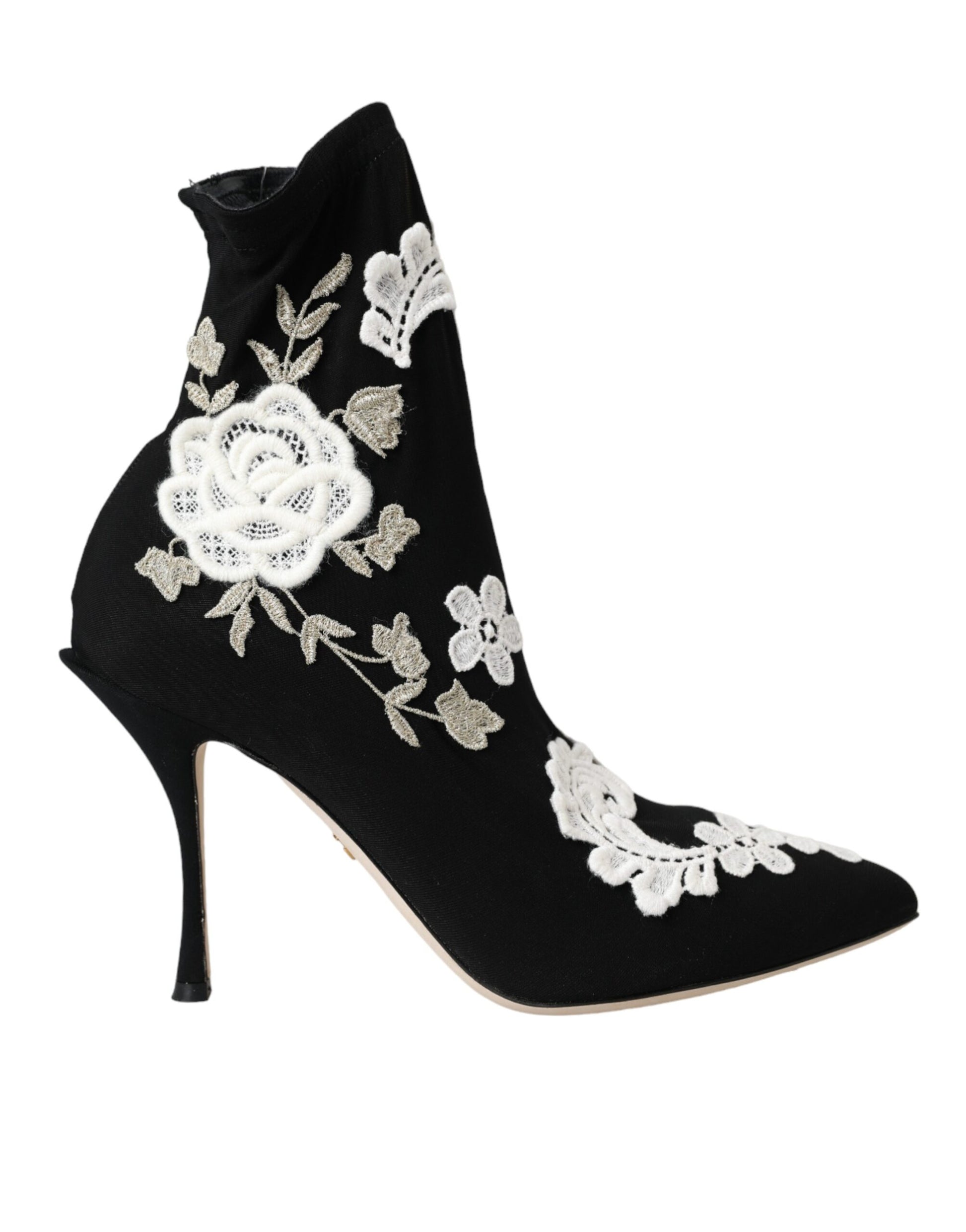 Dolce &amp; Gabbana – Slipper mit Stickerei in Schwarz und Weiß
