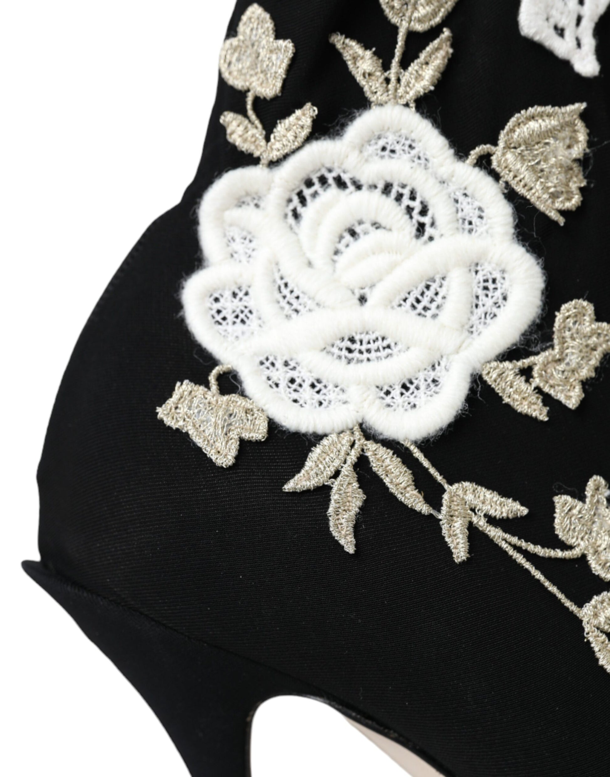 Dolce &amp; Gabbana – Slipper mit Stickerei in Schwarz und Weiß