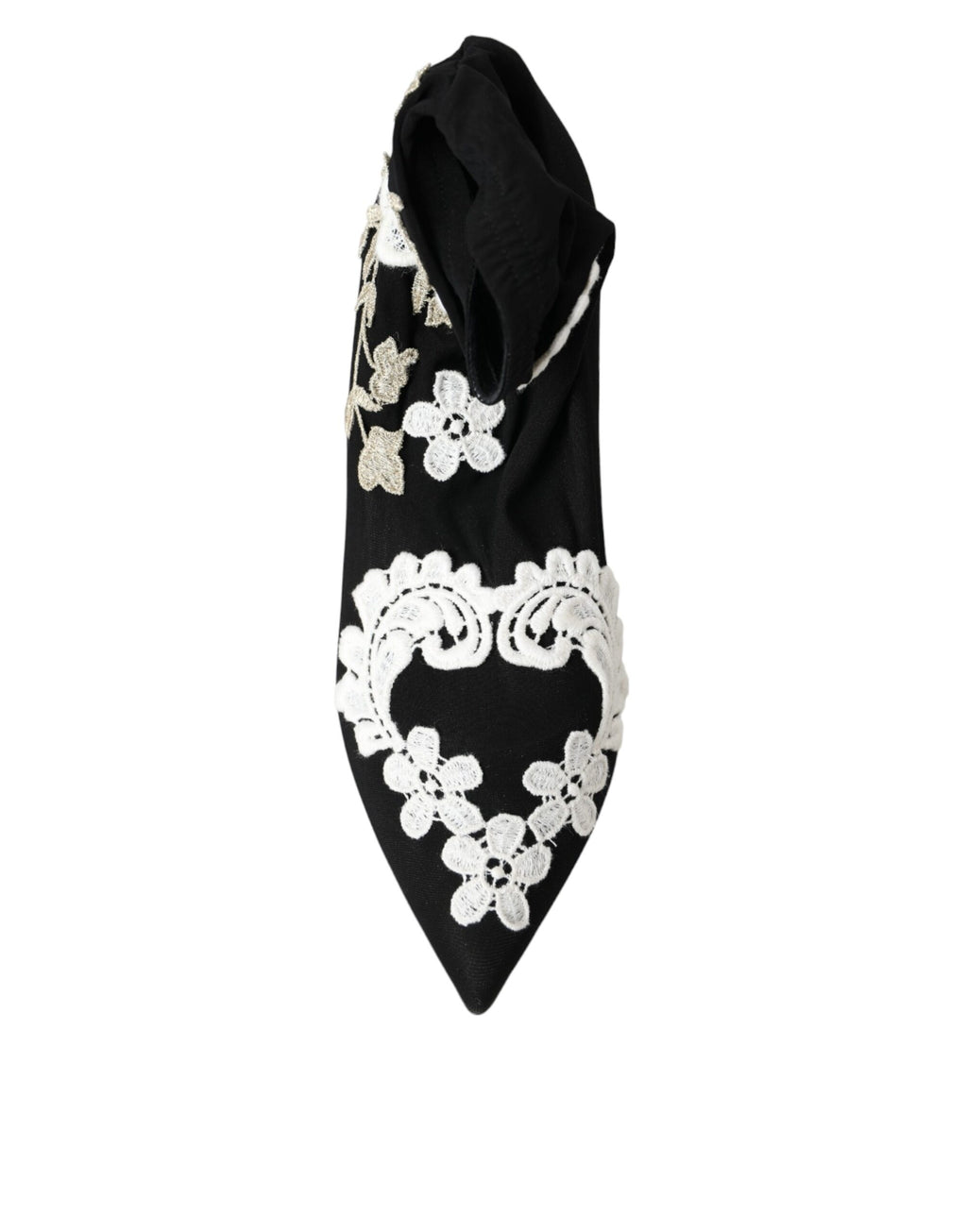 Dolce &amp; Gabbana – Slipper mit Stickerei in Schwarz und Weiß