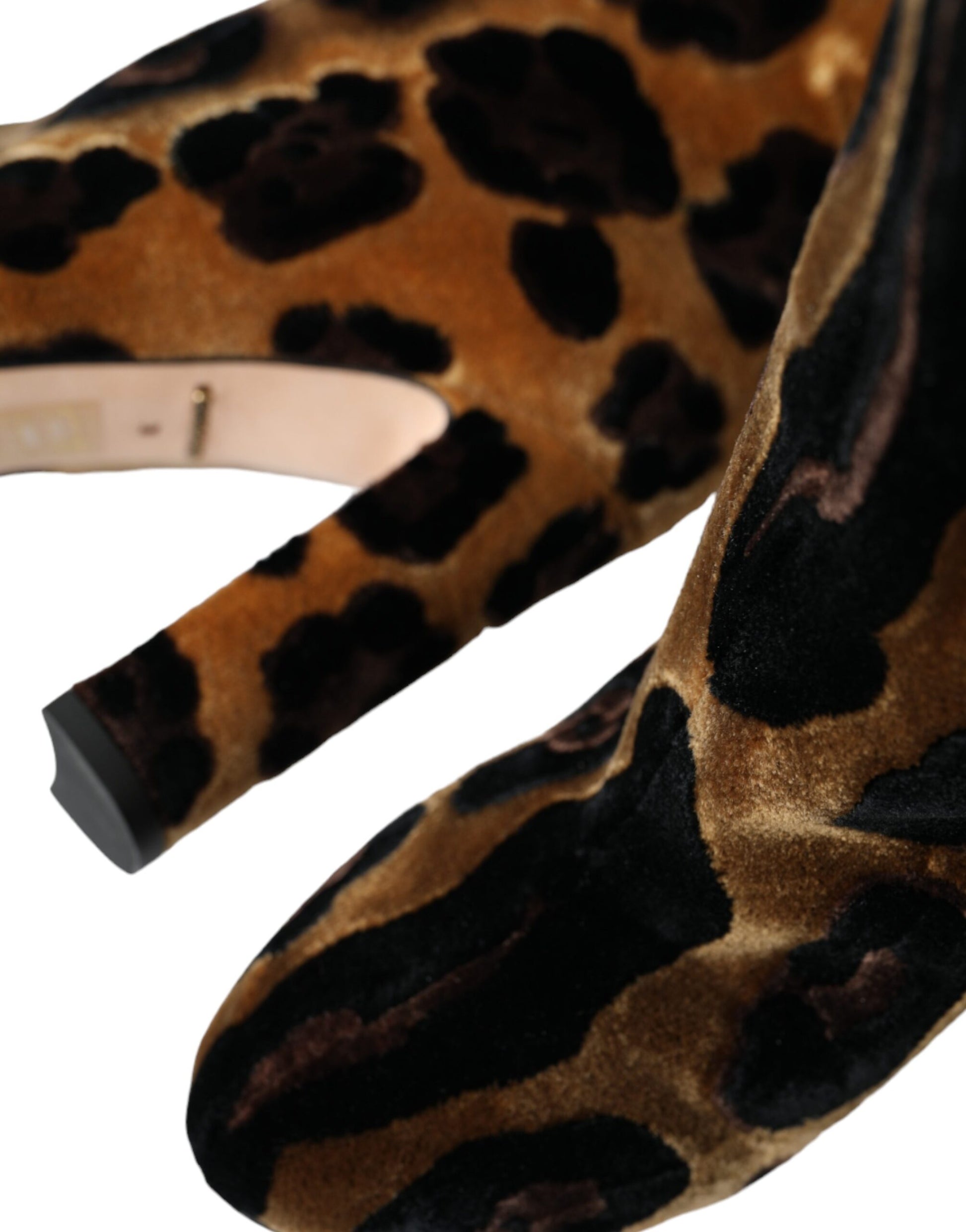 Dolce &amp; Gabbana Braune Stiefel aus Samtleder mit Giraffenmuster