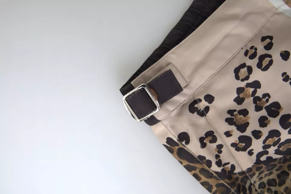 Dolce &amp; Gabbana Dunkelbraune Leoparden-Strandmode-Bademode-Shorts