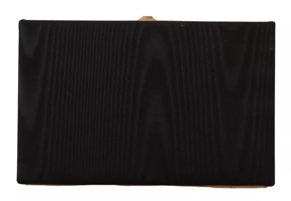 Dolce &amp; Gabbana Schwarze Seiden-Clutch mit Goldrahmen, Abendtasche
