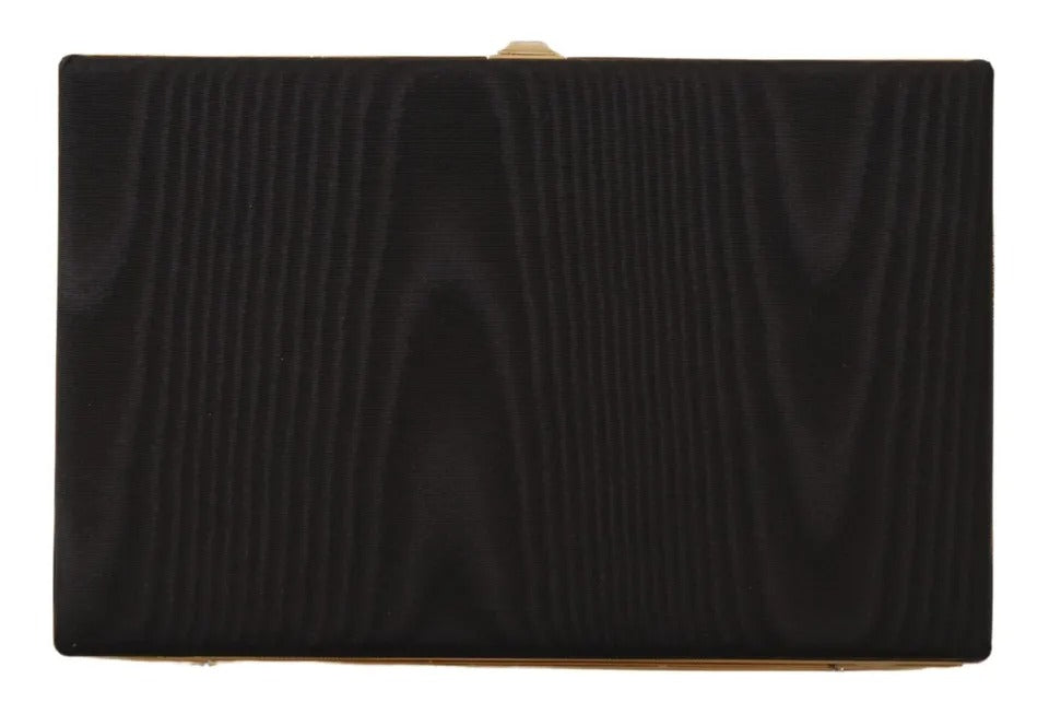 Dolce &amp; Gabbana Schwarze Seiden-Clutch mit Goldrahmen, Abendtasche
