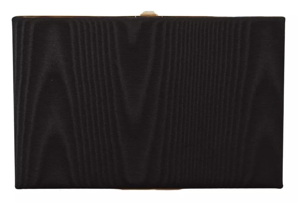 Dolce &amp; Gabbana Schwarze Seiden-Clutch mit Goldrahmen, Abendtasche