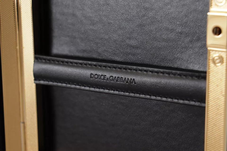 Dolce &amp; Gabbana Schwarze Seiden-Clutch mit Goldrahmen, Abendtasche