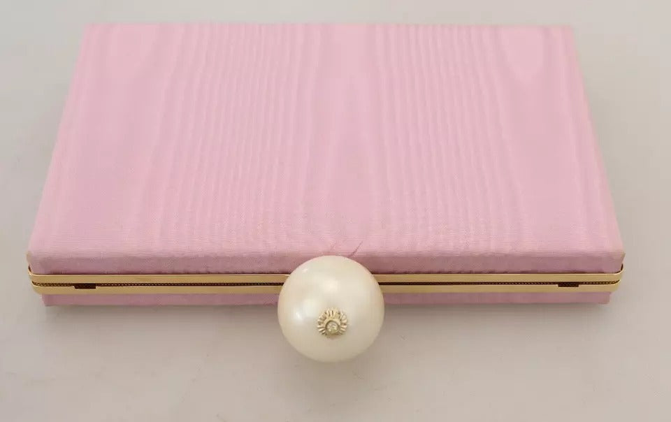 Dolce &amp; Gabbana Clutch aus rosa Seide mit Goldrahmen, Abendtasche
