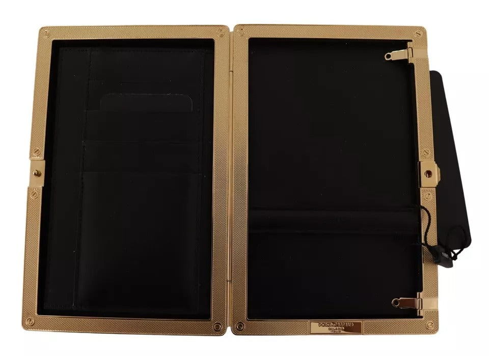 Dolce &amp; Gabbana Clutch aus rosa Seide mit Goldrahmen, Abendtasche