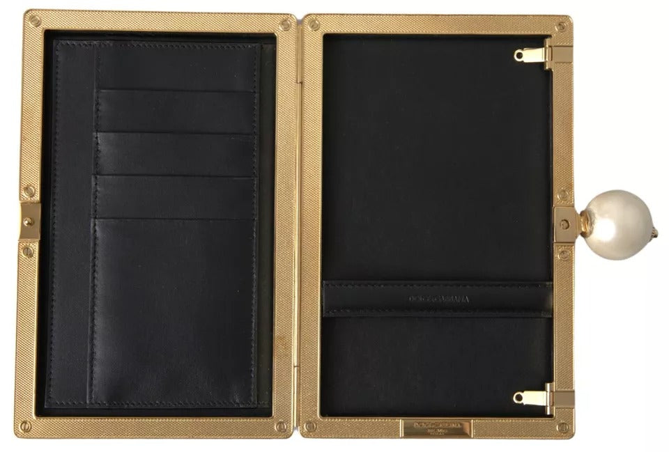 Dolce &amp; Gabbana Clutch aus rosa Seide mit Goldrahmen, Abendtasche