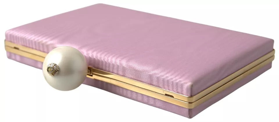 Dolce &amp; Gabbana Clutch aus rosa Seide mit Goldrahmen, Abendtasche