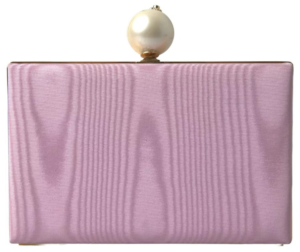 Dolce &amp; Gabbana Clutch aus rosa Seide mit Goldrahmen, Abendtasche