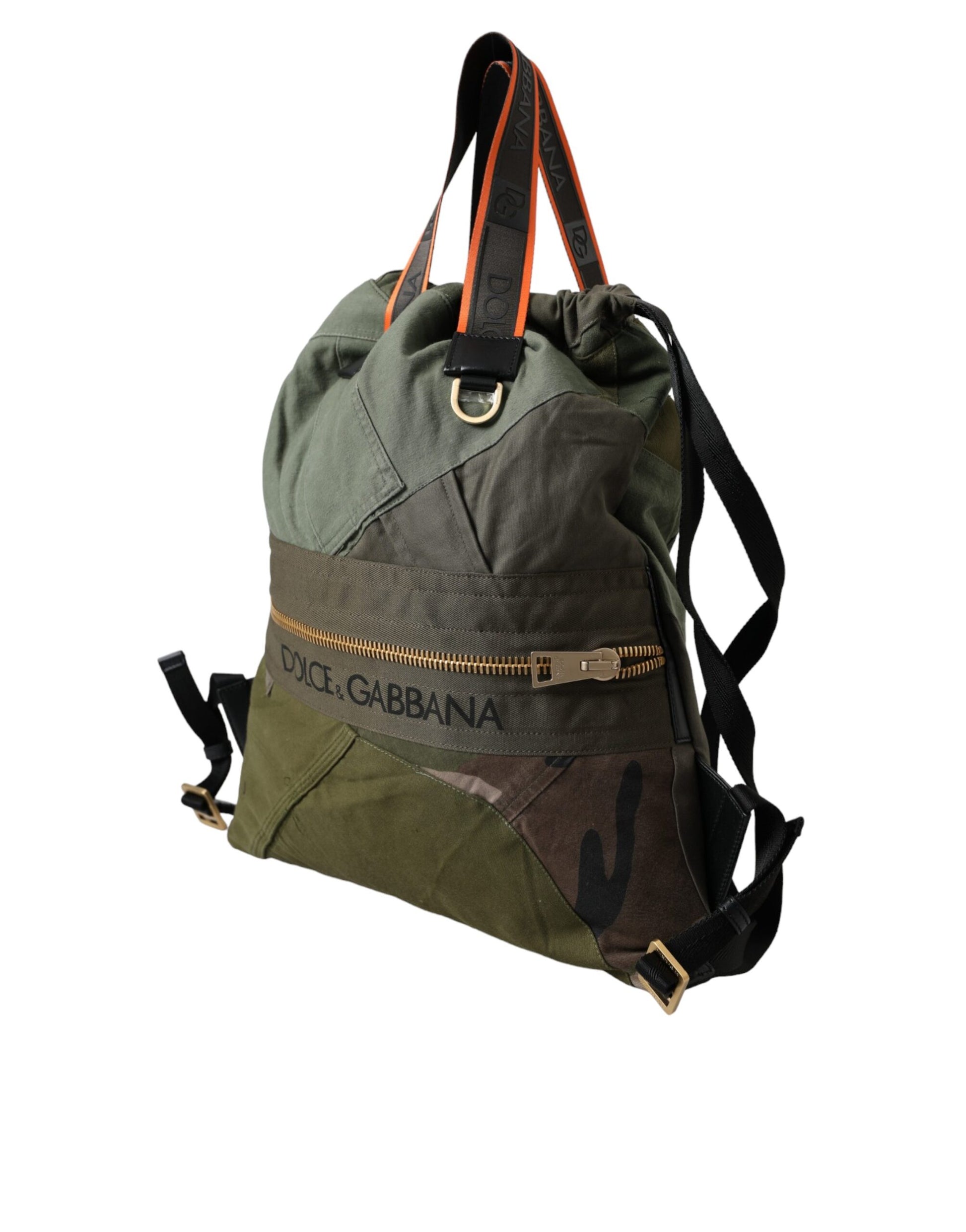 Dolce &amp; Gabbana Militärgrüner Patchwork-Rucksack