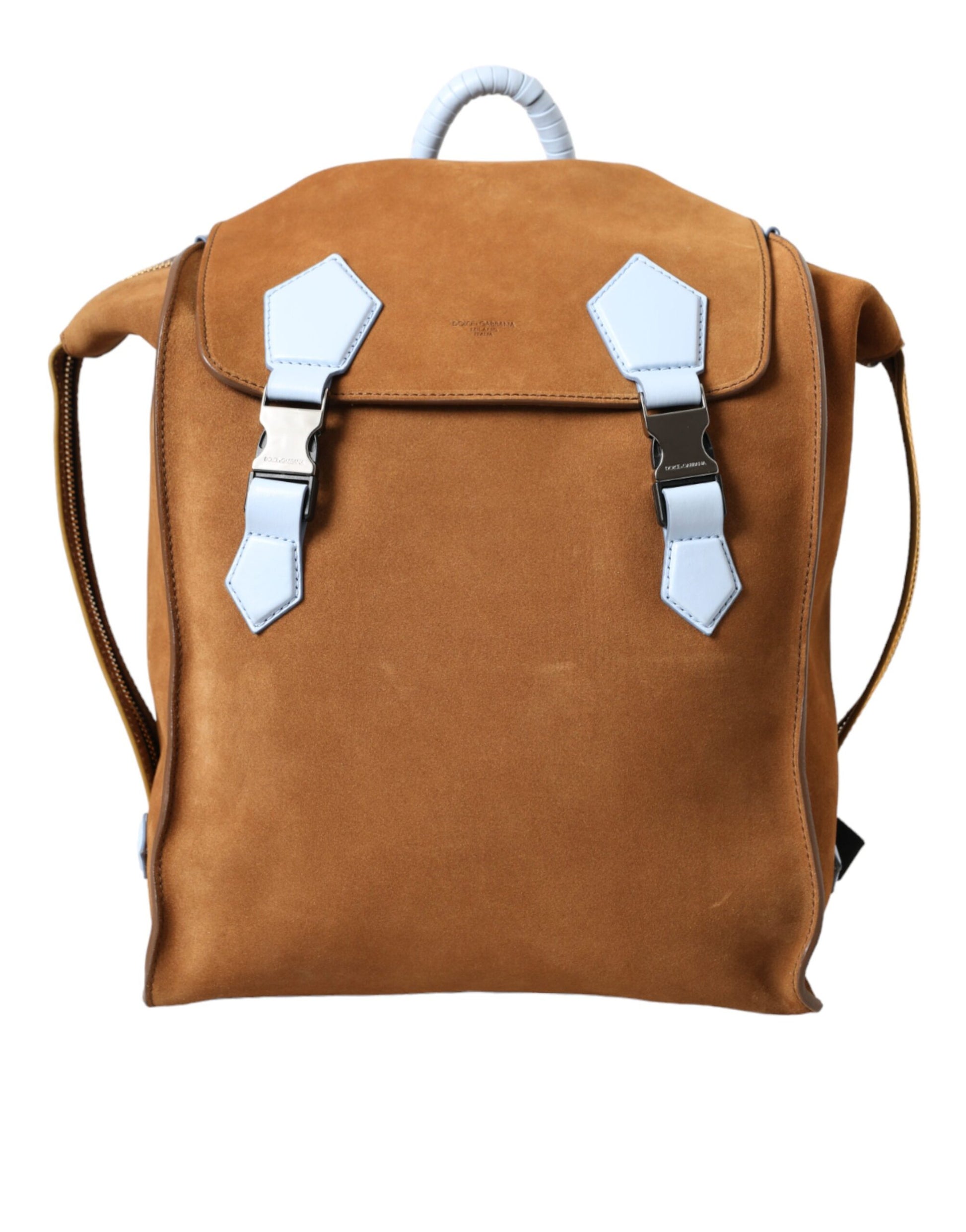 Dolce &amp; Gabbana – Rucksacktasche aus Wildleder mit Logo in Braun und Gelb
