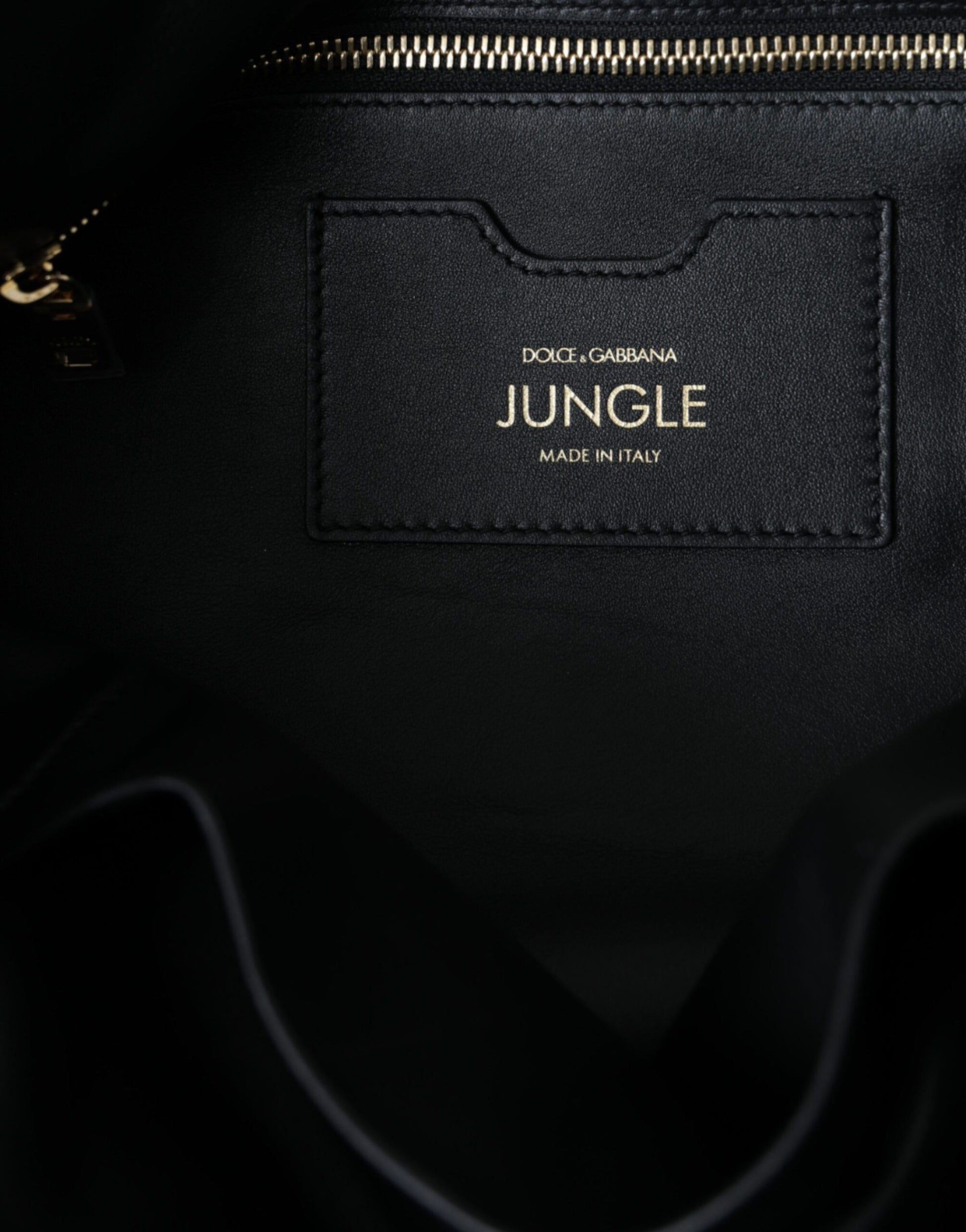 Dolce &amp; Gabbana – Gesteppte Einkaufstasche „JUNGLE“ aus schwarzem Leder