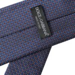Dolce &amp; Gabbana – Marineblaue, gemusterte, verstellbare Herrenkrawatte aus Seide