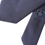 Dolce &amp; Gabbana – Marineblaue, gemusterte, verstellbare Herrenkrawatte aus Seide