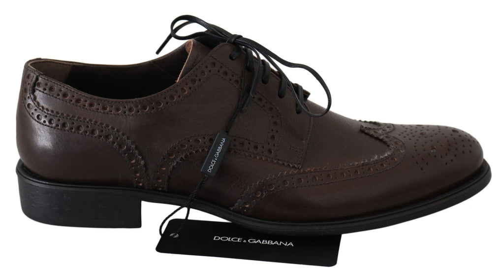 Dolce &amp; Gabbana – Braune Brogue-Derby-Schuhe aus Leder