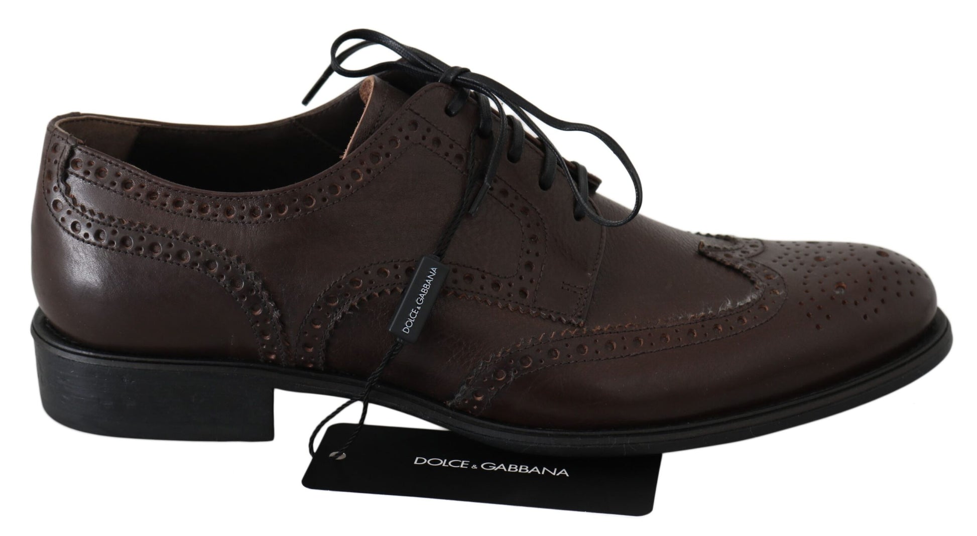 Dolce &amp; Gabbana – Braune Brogue-Derby-Schuhe aus Leder