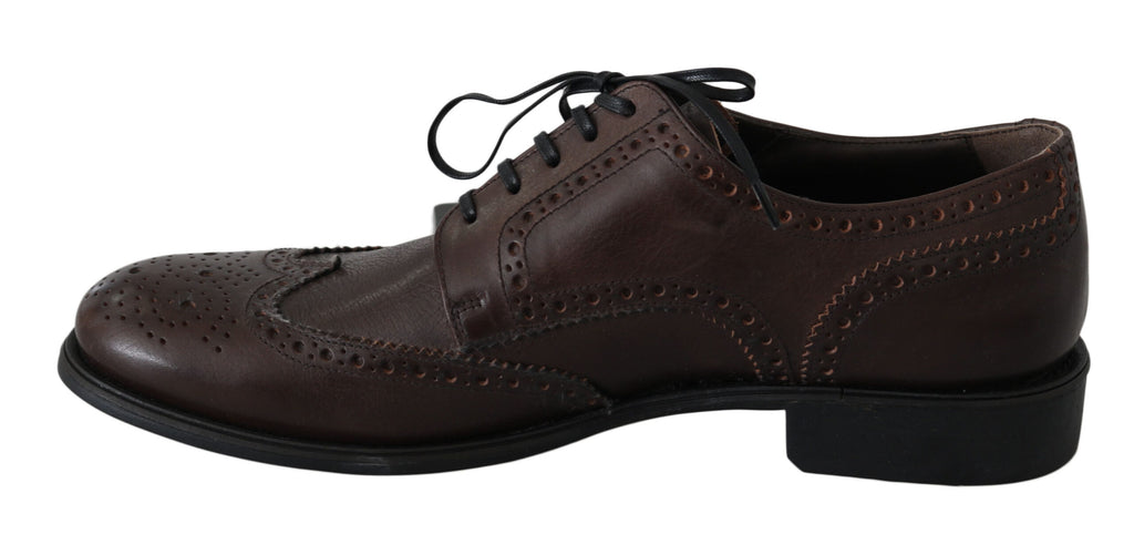 Dolce &amp; Gabbana – Braune Brogue-Derby-Schuhe aus Leder