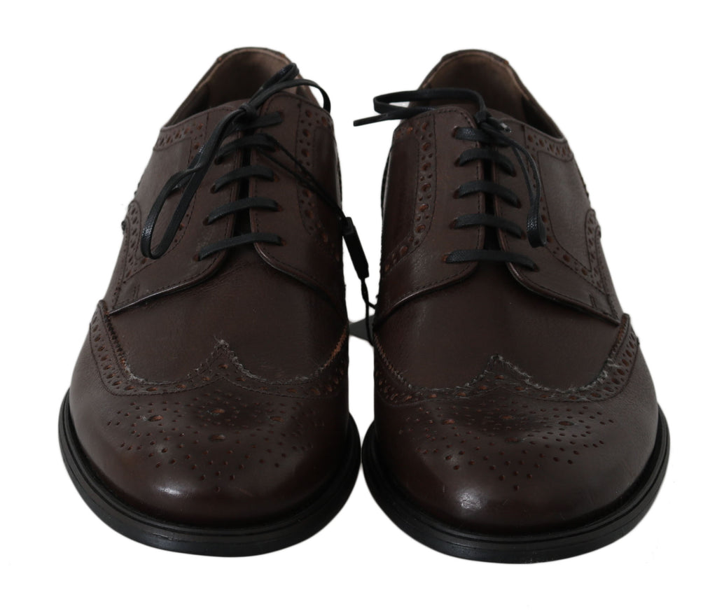 Dolce &amp; Gabbana – Braune Brogue-Derby-Schuhe aus Leder