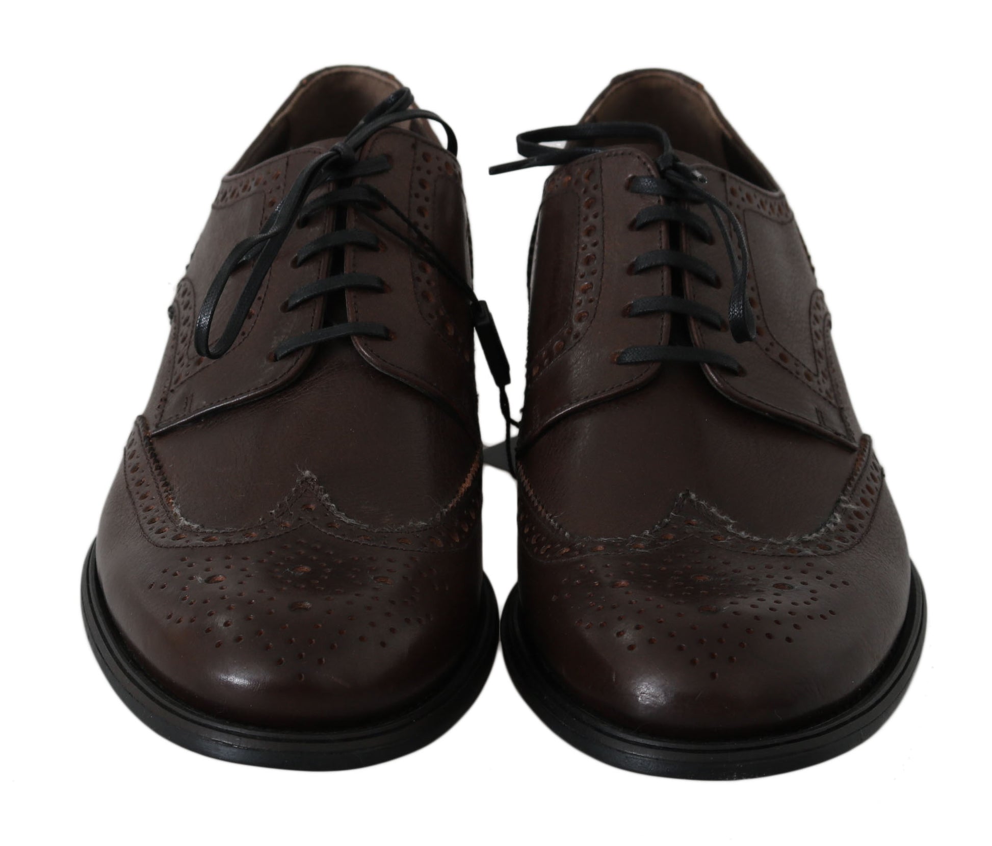 Dolce &amp; Gabbana – Braune Brogue-Derby-Schuhe aus Leder