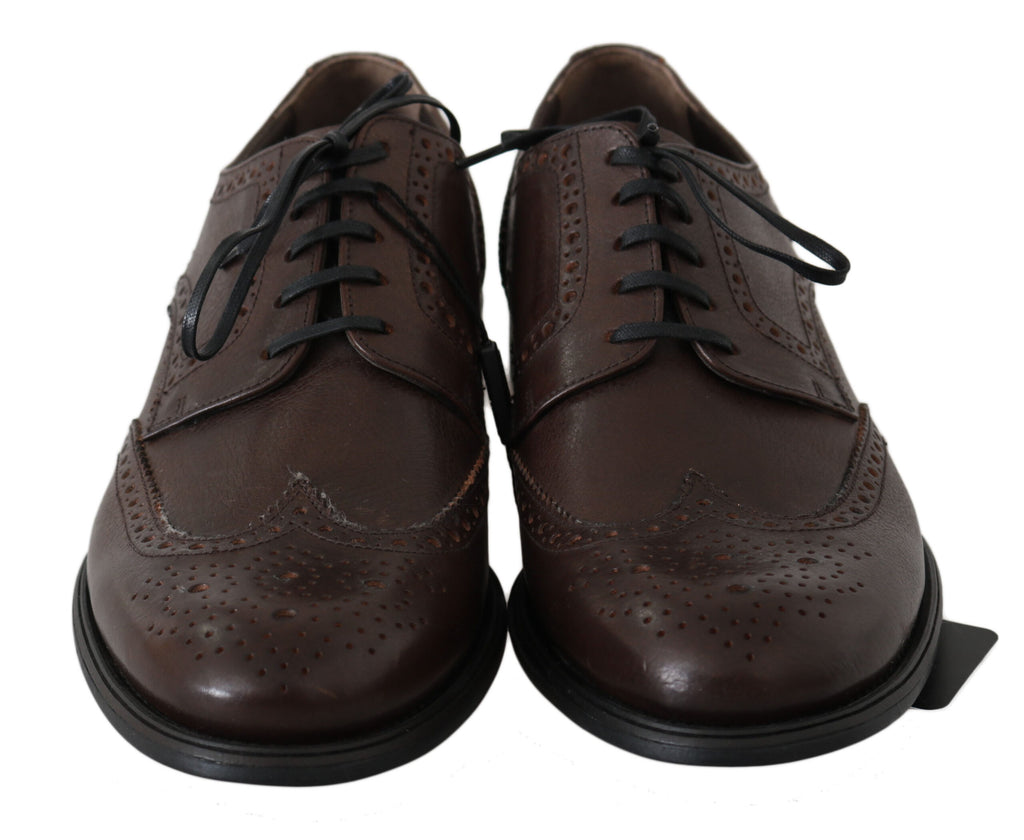 Dolce &amp; Gabbana – Braune Brogue-Derby-Schuhe aus Leder