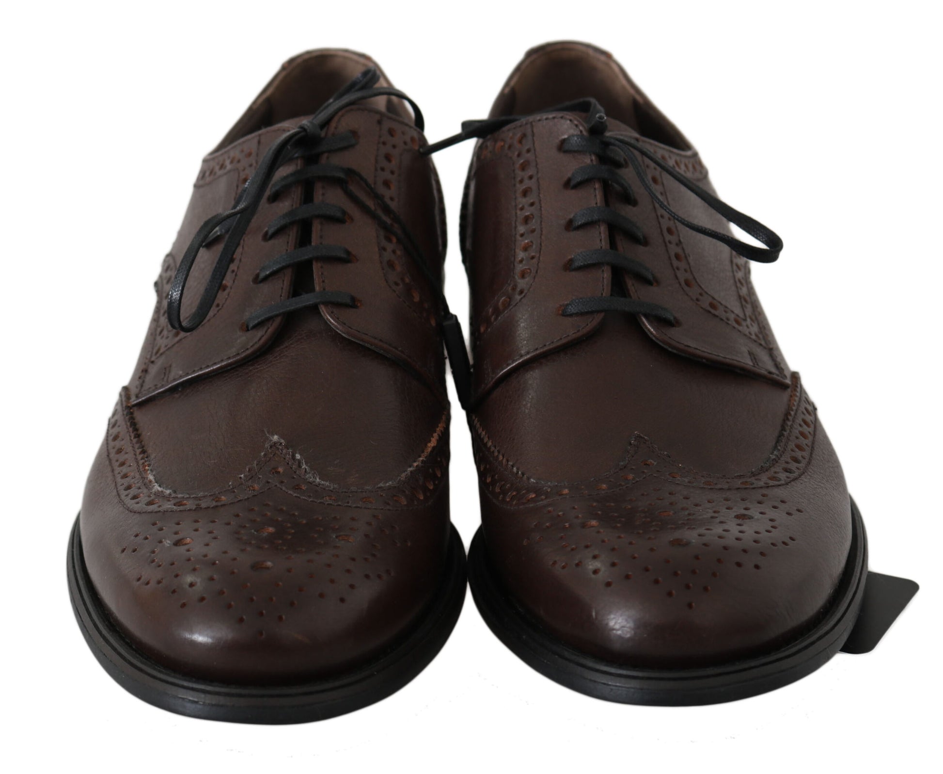 Dolce &amp; Gabbana – Braune Brogue-Derby-Schuhe aus Leder