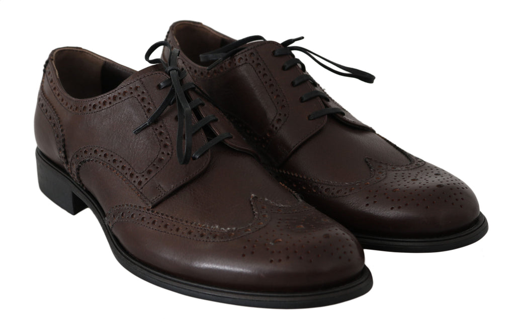 Dolce &amp; Gabbana – Braune Brogue-Derby-Schuhe aus Leder