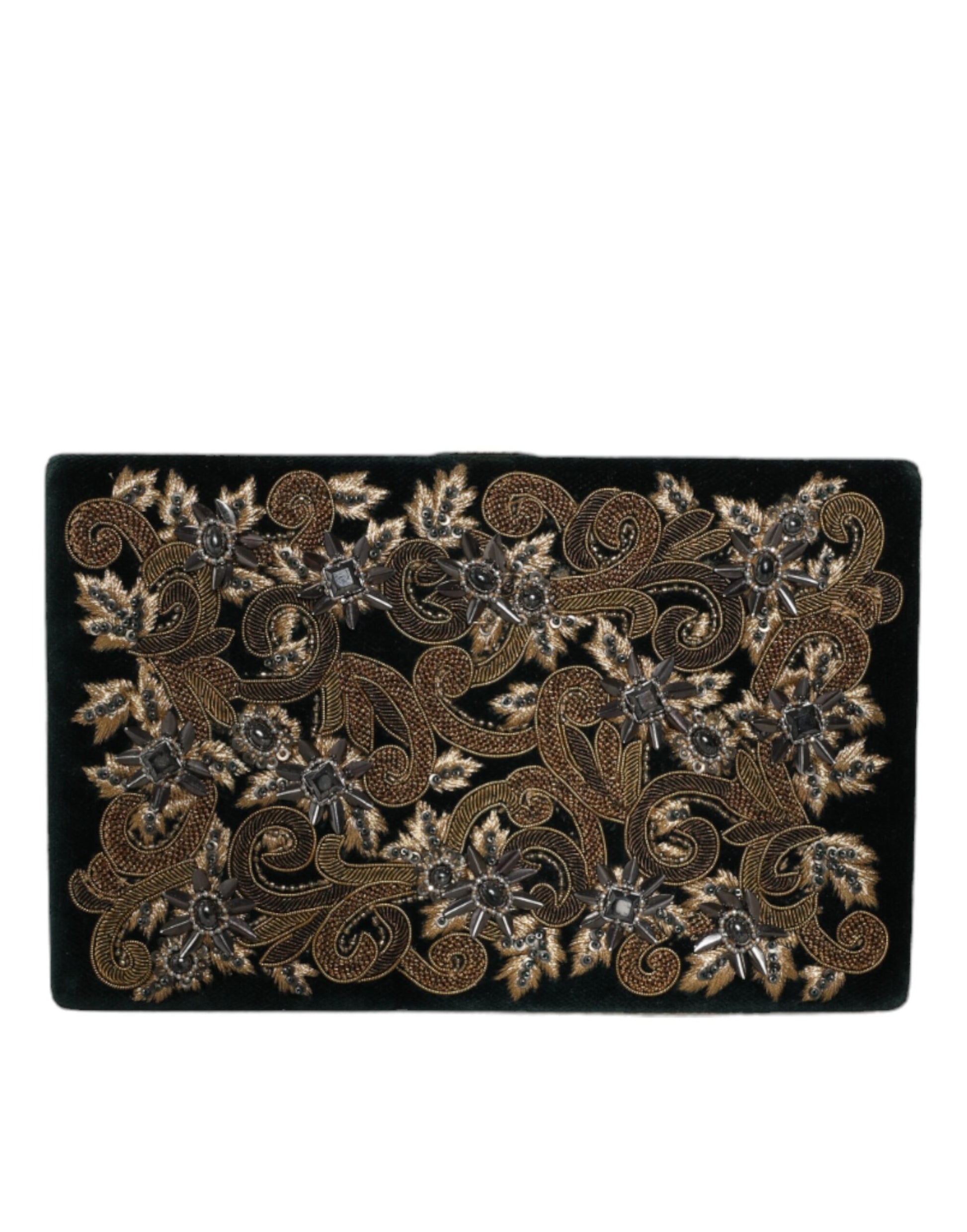 Dolce &amp; Gabbana Clutch aus schwarzem Samt mit Goldrahmen, Abendtasche